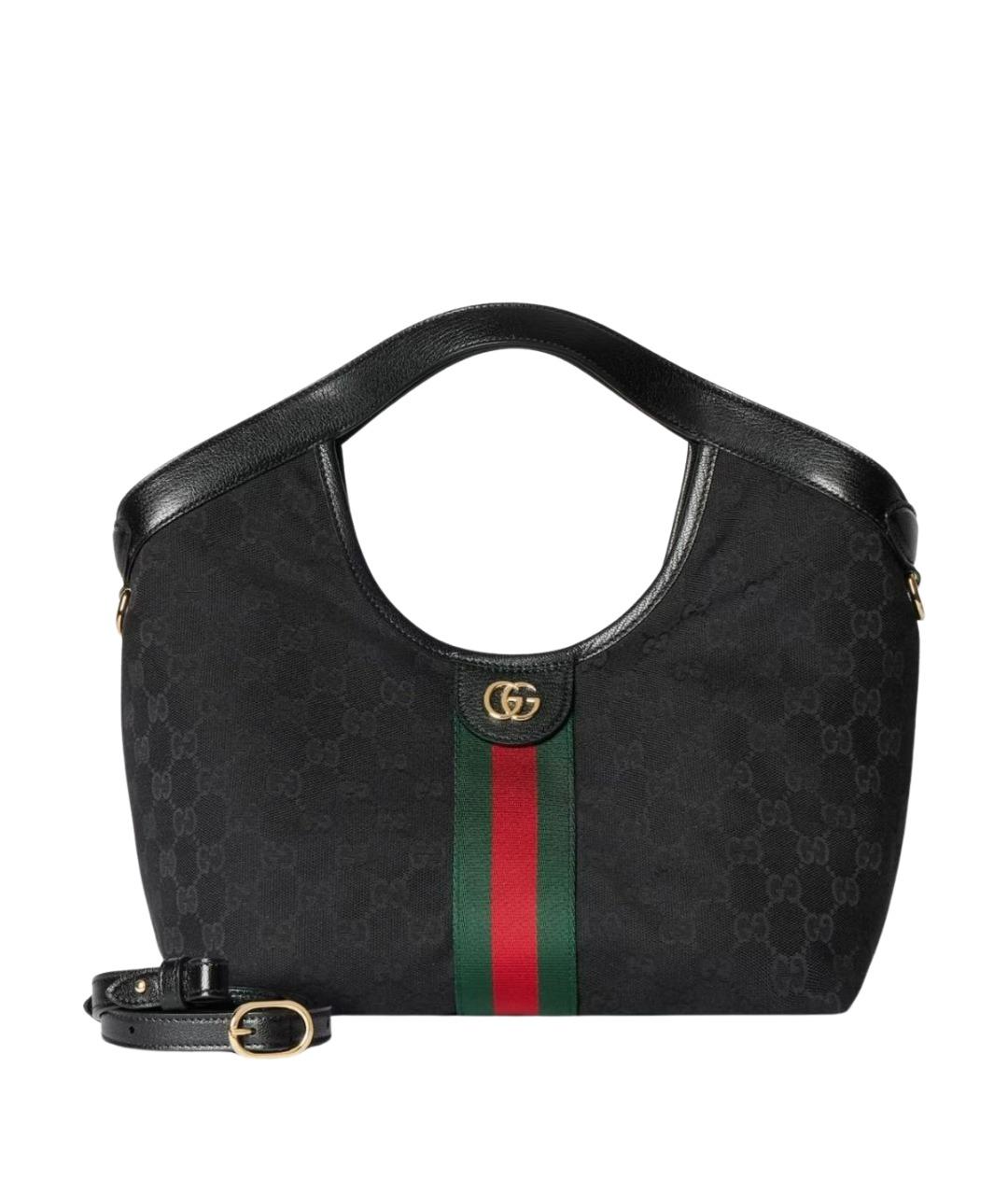 GUCCI Черная сумка с короткими ручками из канвы, фото 1