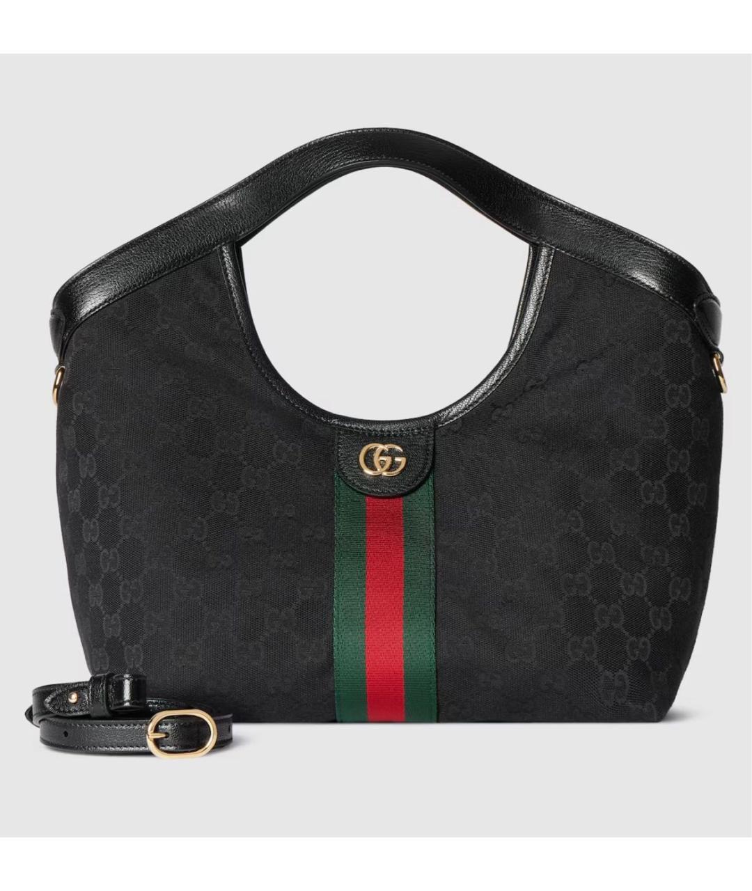 GUCCI Черная сумка с короткими ручками из канвы, фото 6