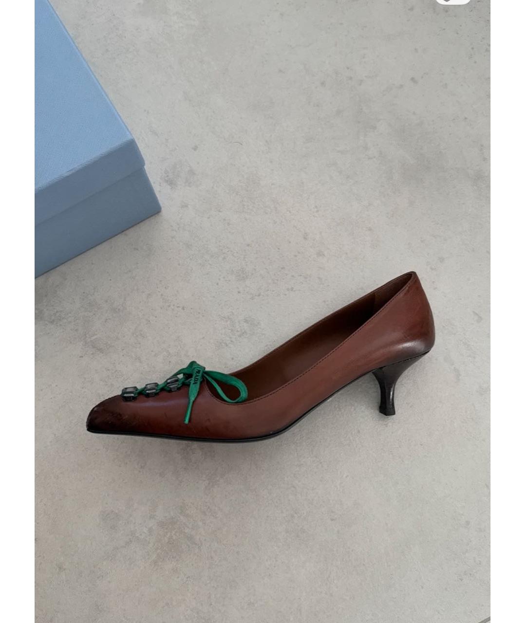 PRADA Коричневые кожаные туфли, фото 6