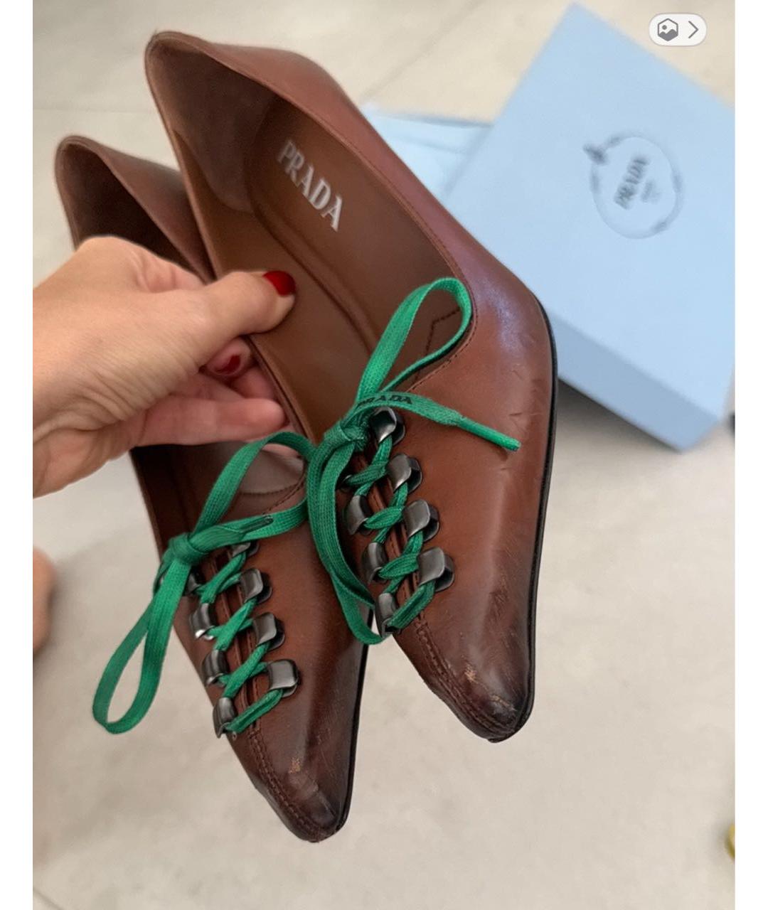 PRADA Коричневые кожаные туфли, фото 3