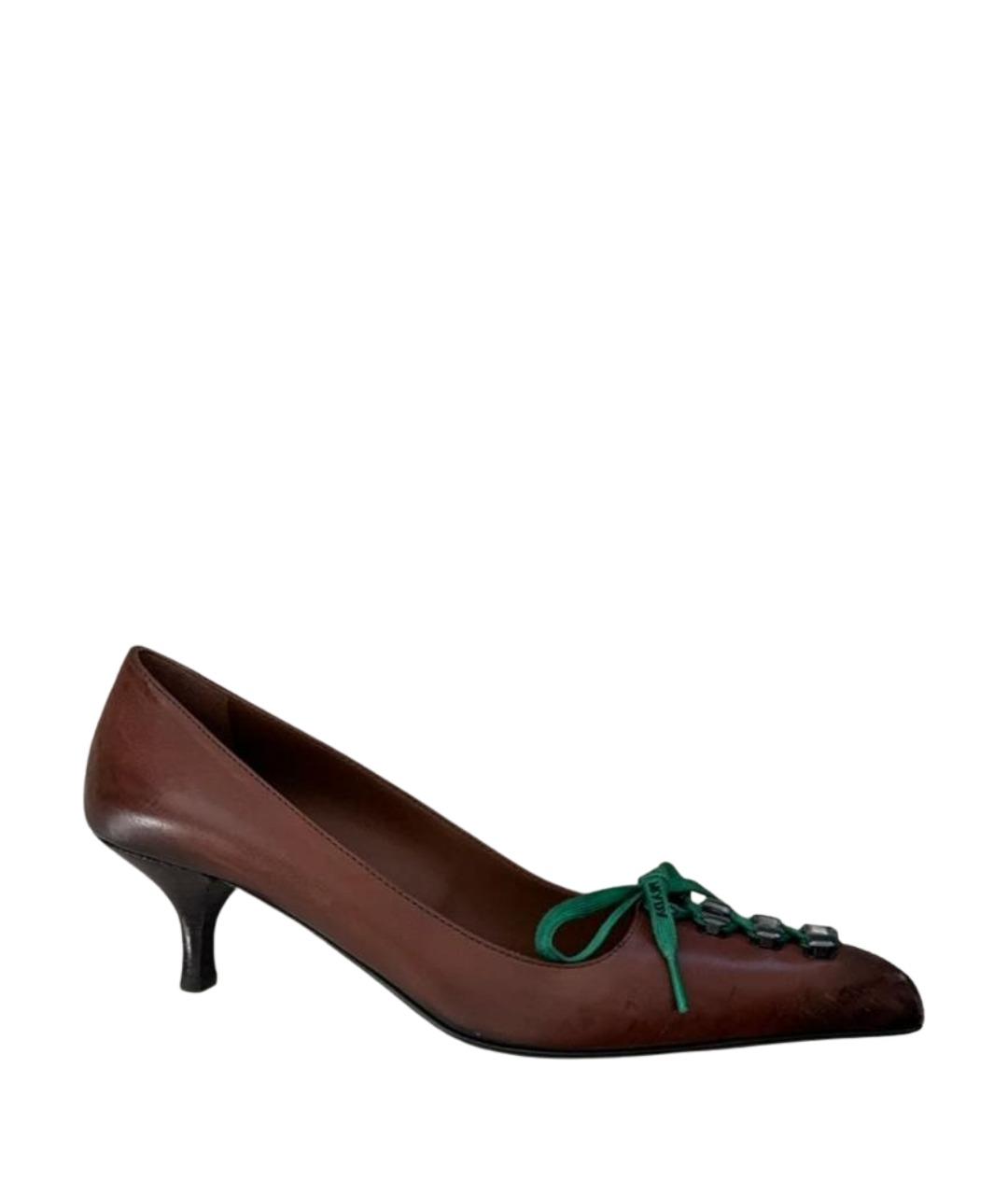 PRADA Коричневые кожаные туфли, фото 1