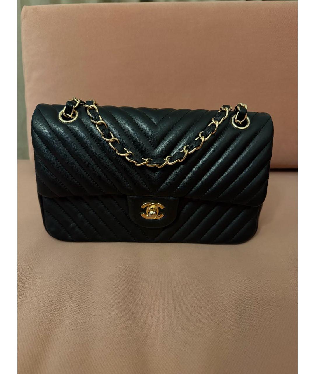 CHANEL Черная кожаная сумка через плечо, фото 6