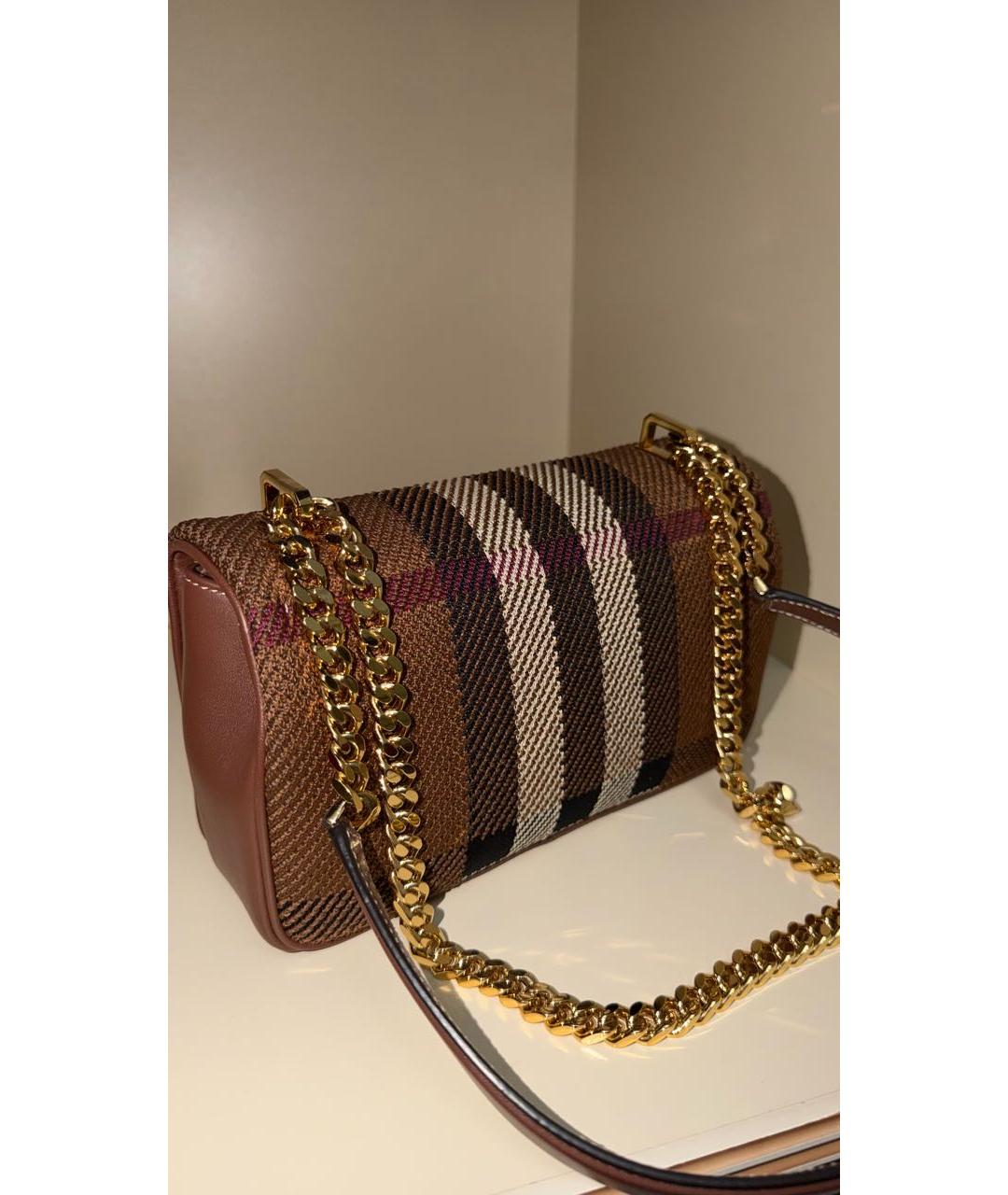BURBERRY Коричневая тканевая сумка через плечо, фото 3