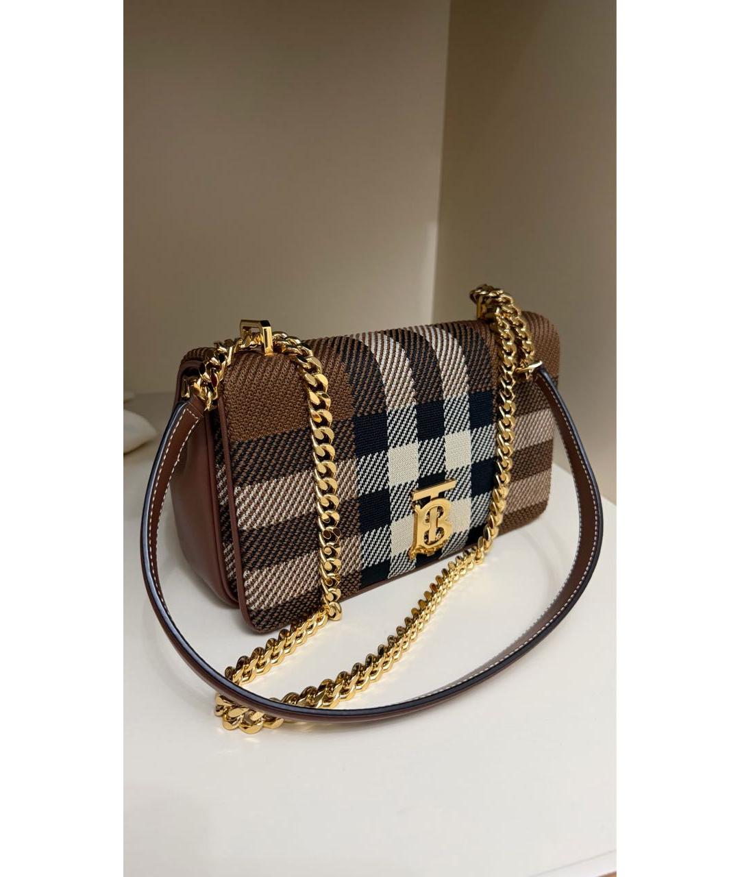 BURBERRY Коричневая тканевая сумка через плечо, фото 5