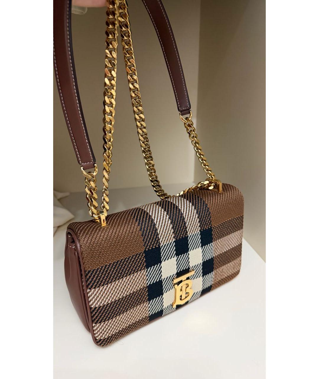 BURBERRY Коричневая тканевая сумка через плечо, фото 4
