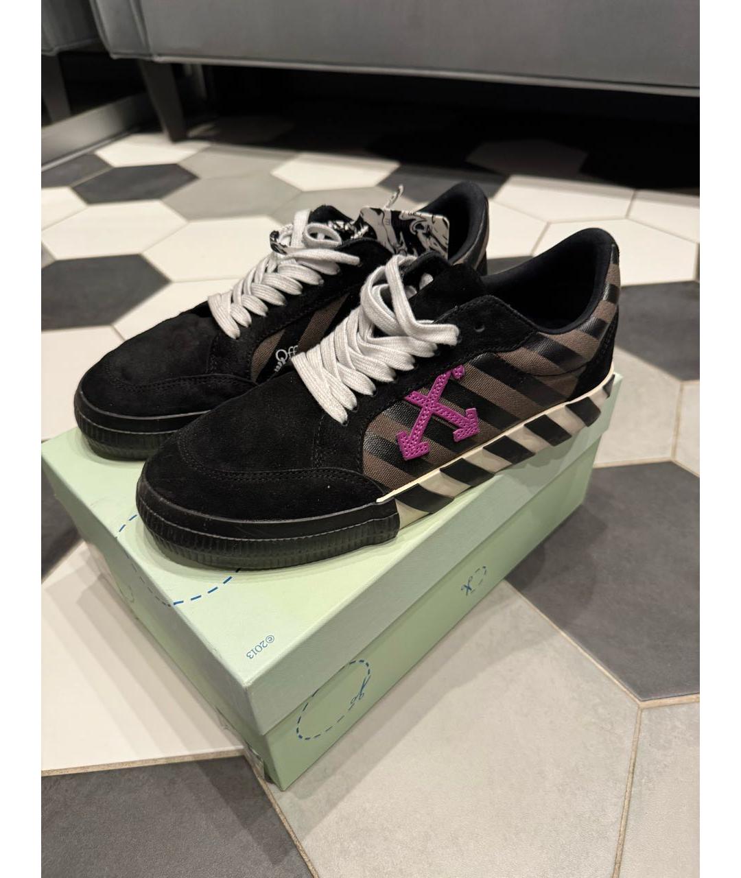OFF-WHITE Черные замшевые высокие кроссовки / кеды, фото 5