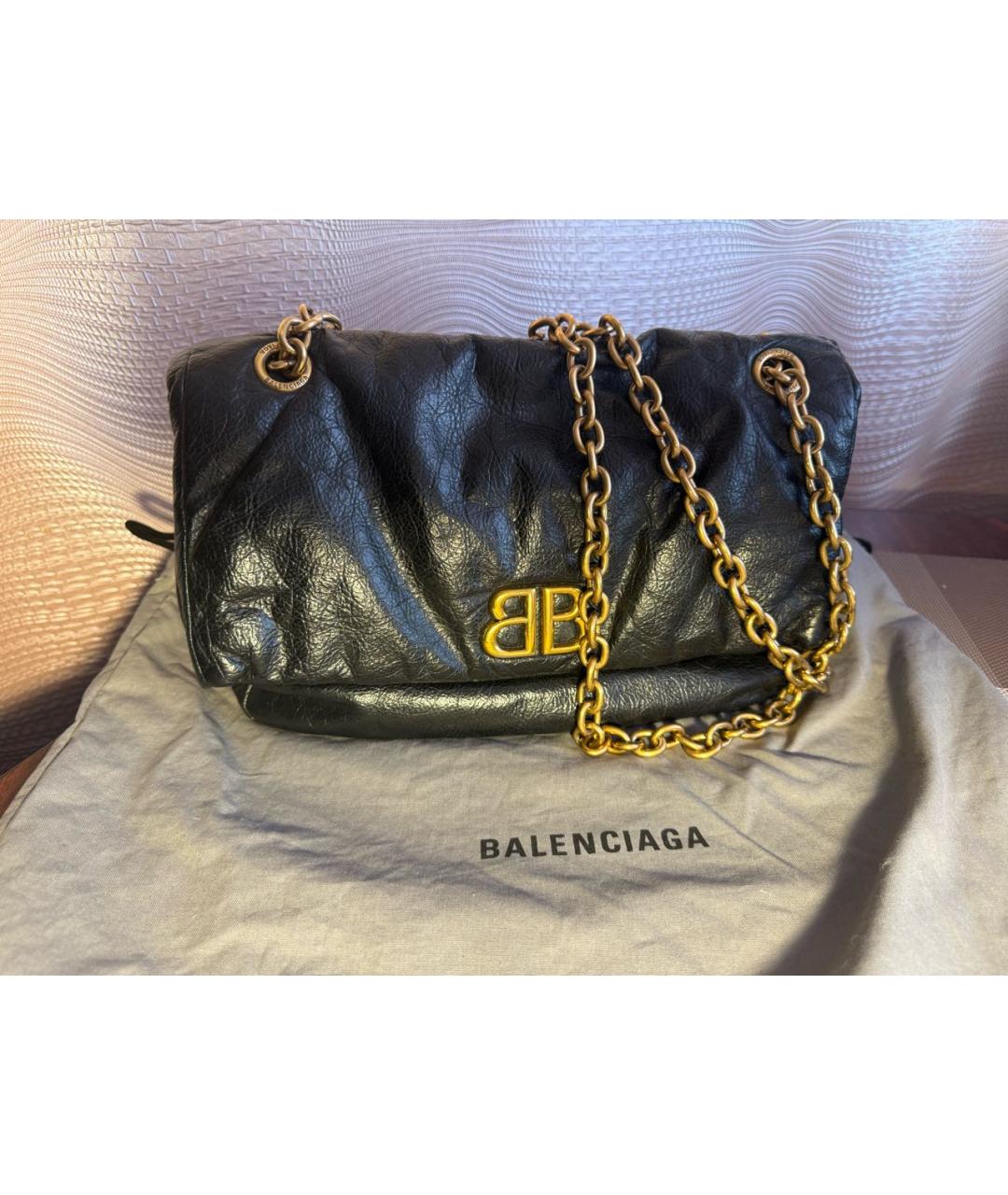 BALENCIAGA Черная кожаная сумка через плечо, фото 2