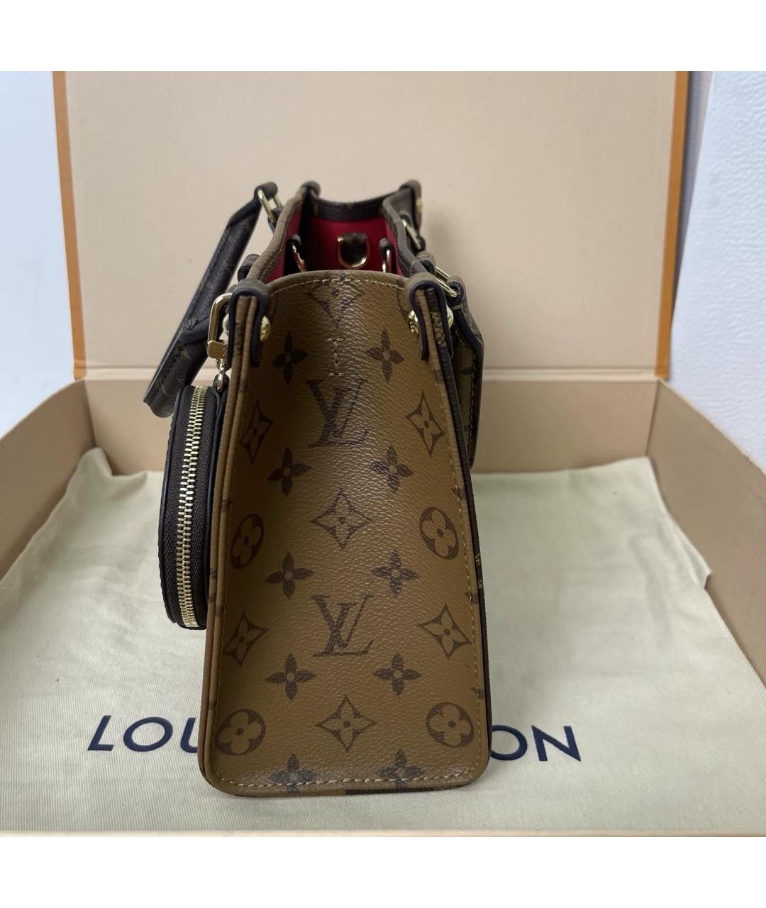 LOUIS VUITTON Бежевая кожаная сумка через плечо, фото 4