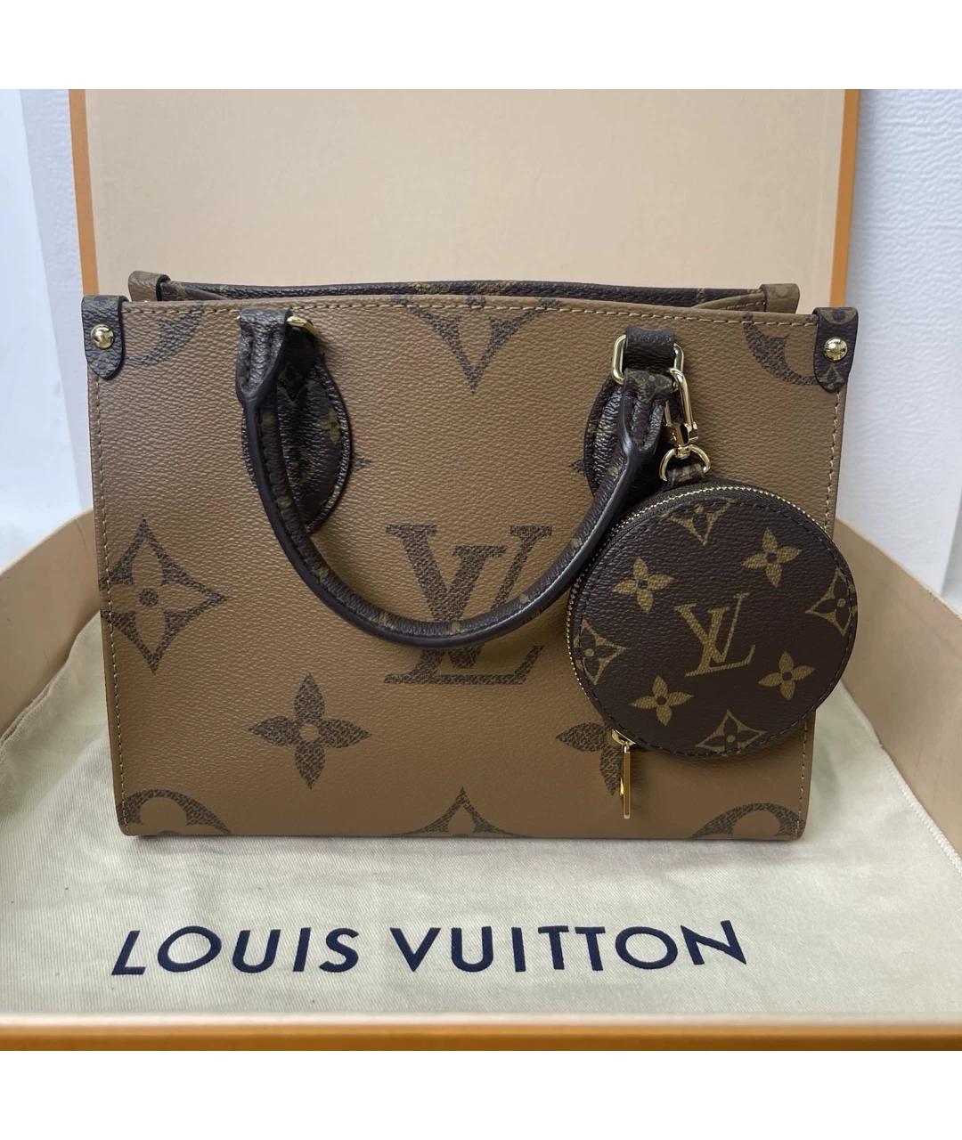 LOUIS VUITTON Бежевая кожаная сумка через плечо, фото 10
