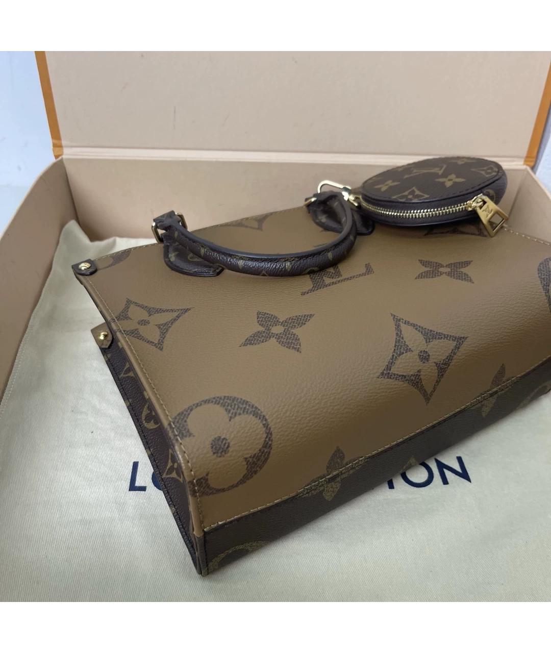 LOUIS VUITTON Бежевая кожаная сумка через плечо, фото 7
