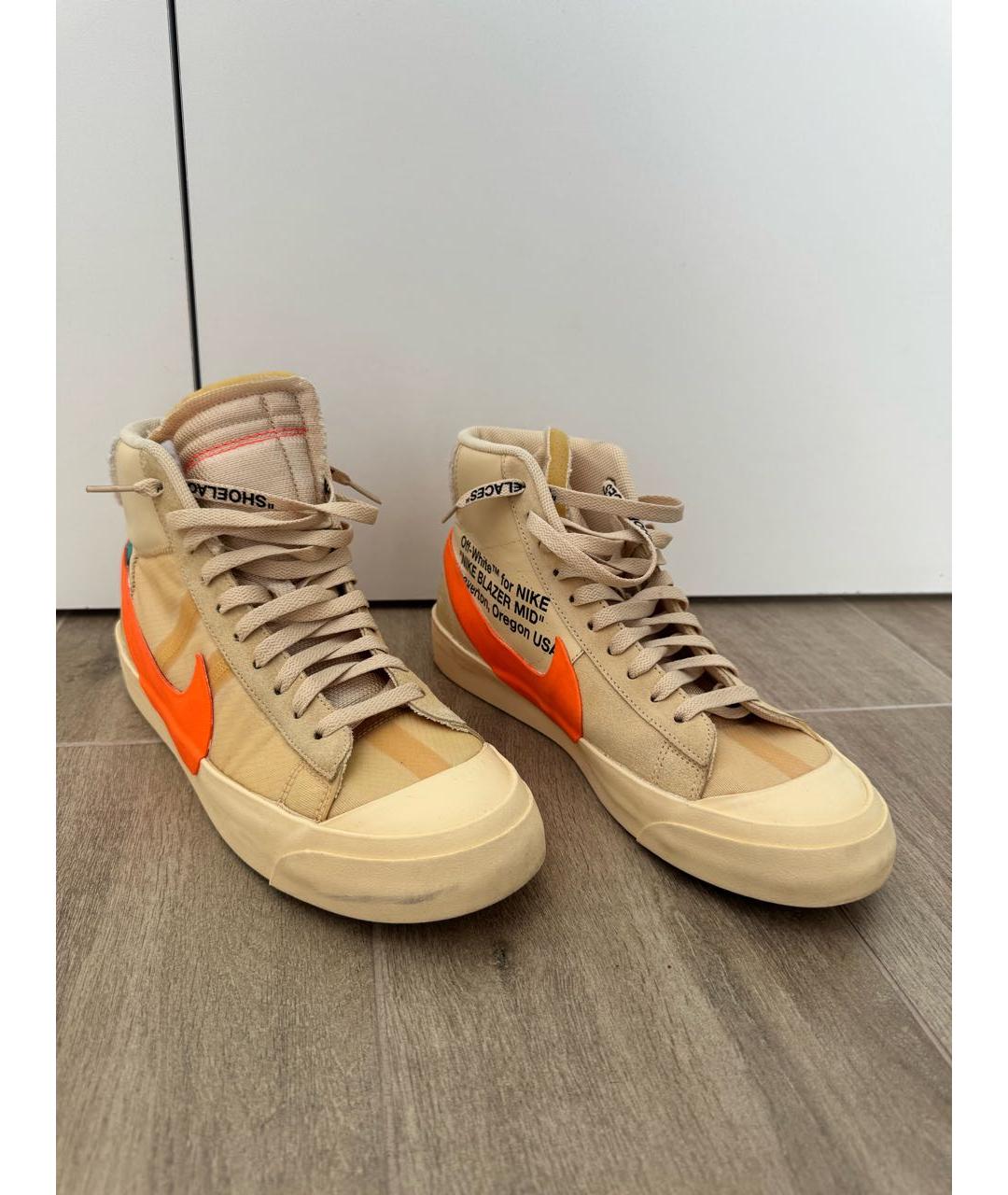 NIKE X OFF-WHITE Бежевые высокие кроссовки / кеды, фото 3