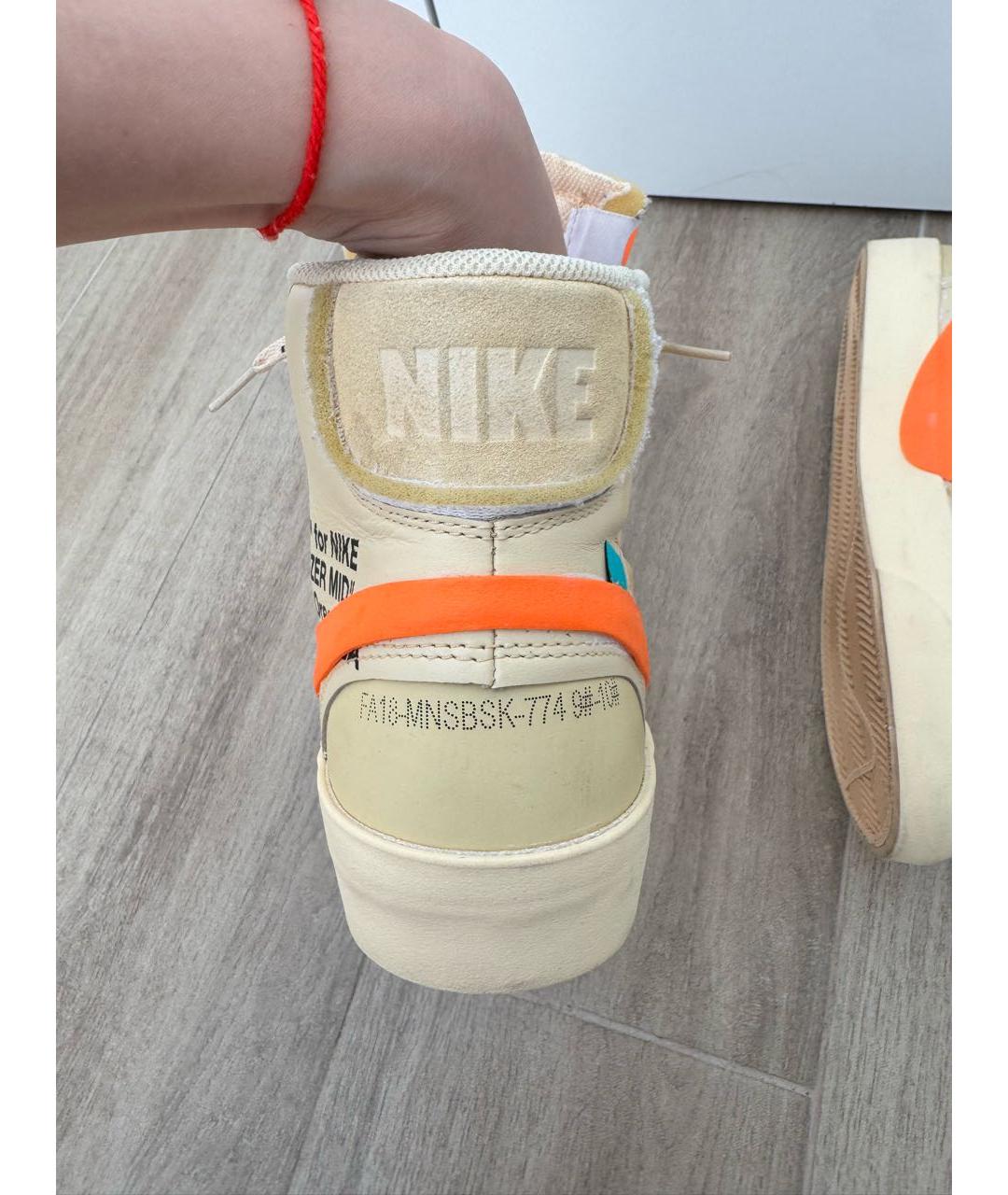 NIKE X OFF-WHITE Бежевые высокие кроссовки / кеды, фото 4