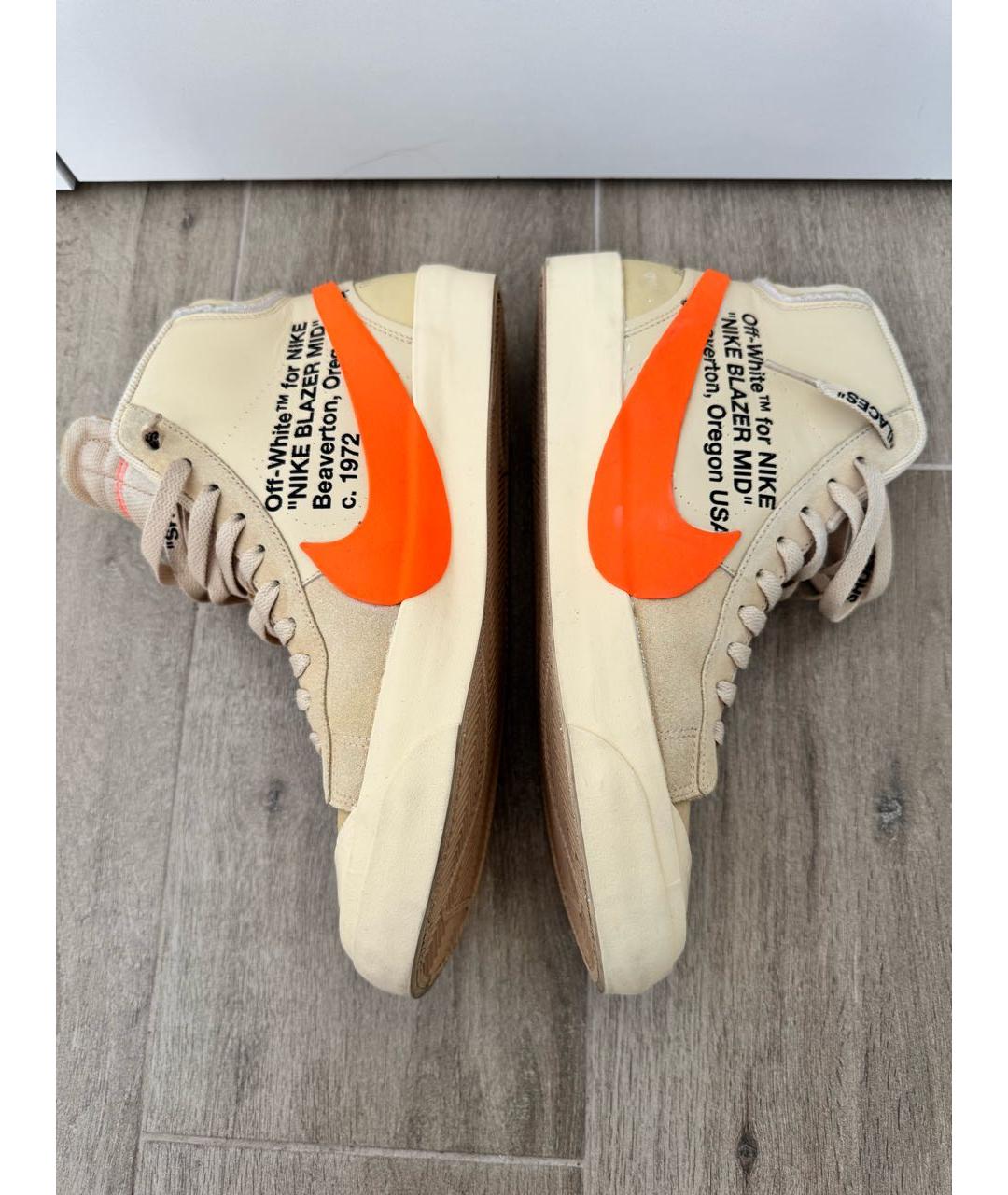 NIKE X OFF-WHITE Бежевые высокие кроссовки / кеды, фото 7