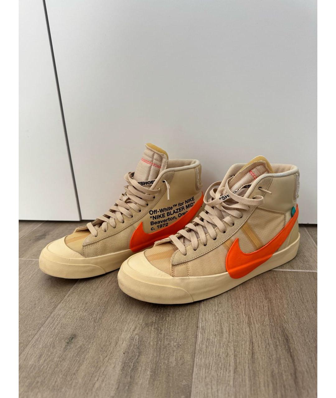 NIKE X OFF-WHITE Бежевые высокие кроссовки / кеды, фото 2