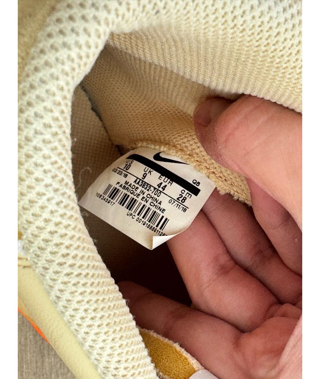 NIKE X OFF-WHITE Бежевые высокие кроссовки / кеды, фото 5