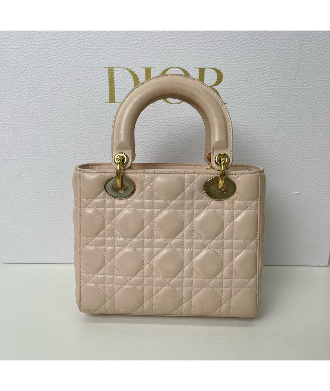 CHRISTIAN DIOR Бежевая кожаная сумка через плечо, фото 2