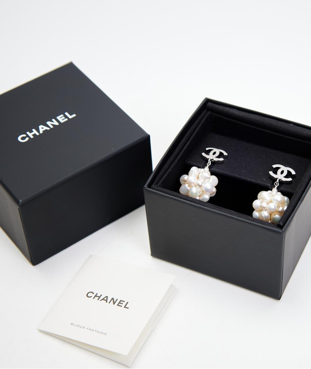 CHANEL Бежевые металлические серьги, фото 3