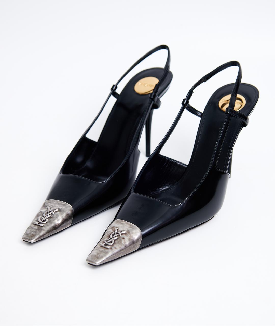 SAINT LAURENT Черные кожаные туфли, фото 2