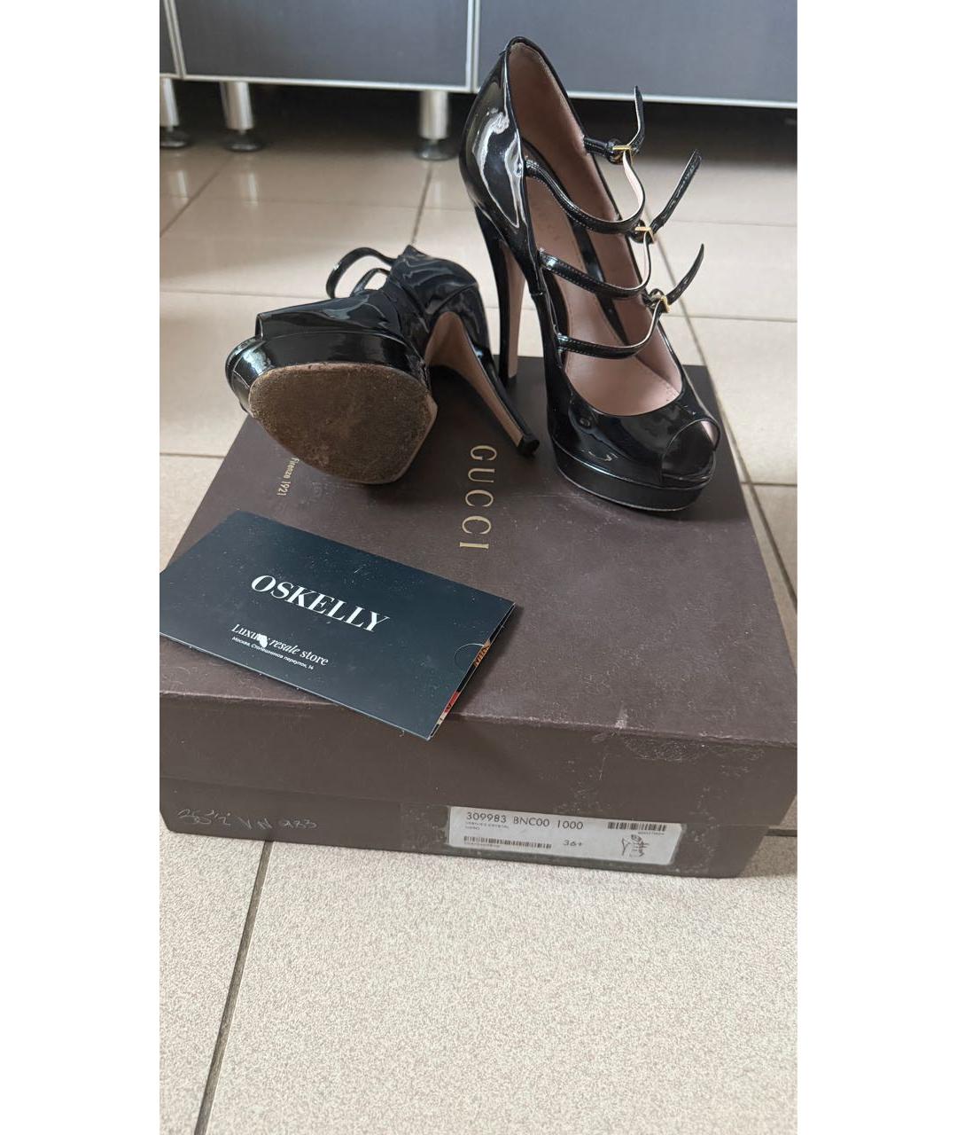 GUCCI Черные туфли из лакированной кожи, фото 4