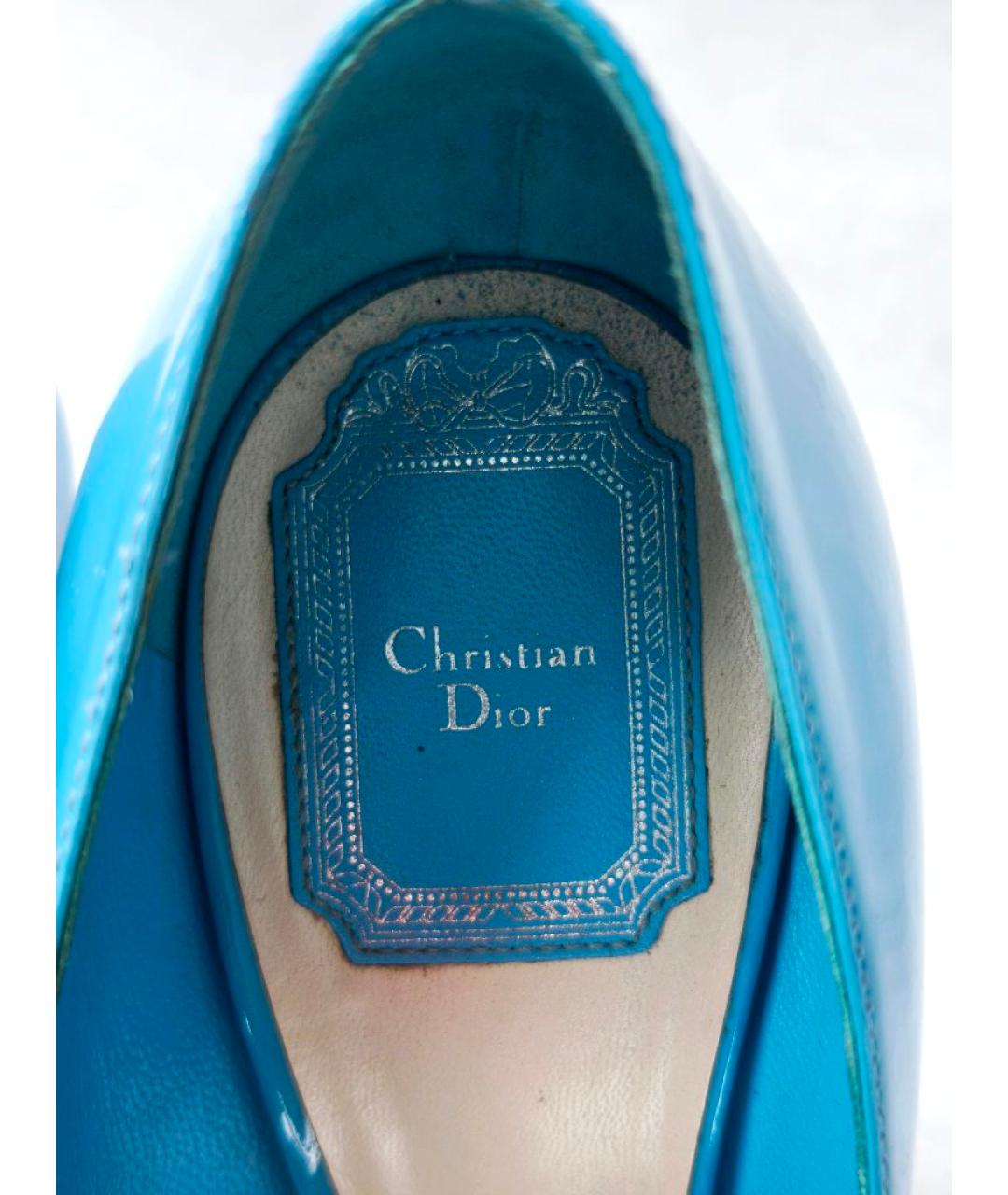 CHRISTIAN DIOR Голубые кожаные туфли, фото 8