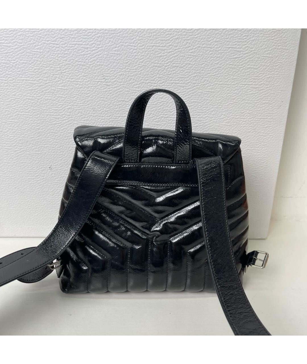 SAINT LAURENT Черный рюкзак из лакированной кожи, фото 2