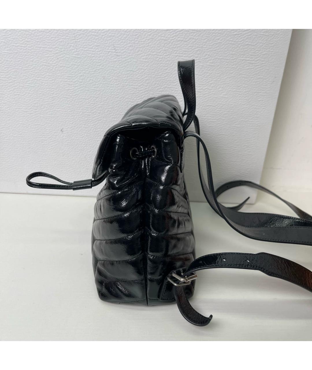 SAINT LAURENT Черный рюкзак из лакированной кожи, фото 5