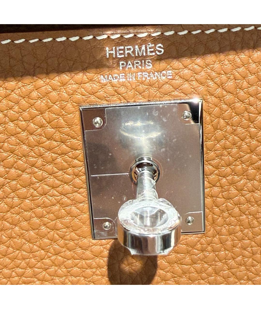 HERMES Коричневая кожаная сумка с короткими ручками, фото 8