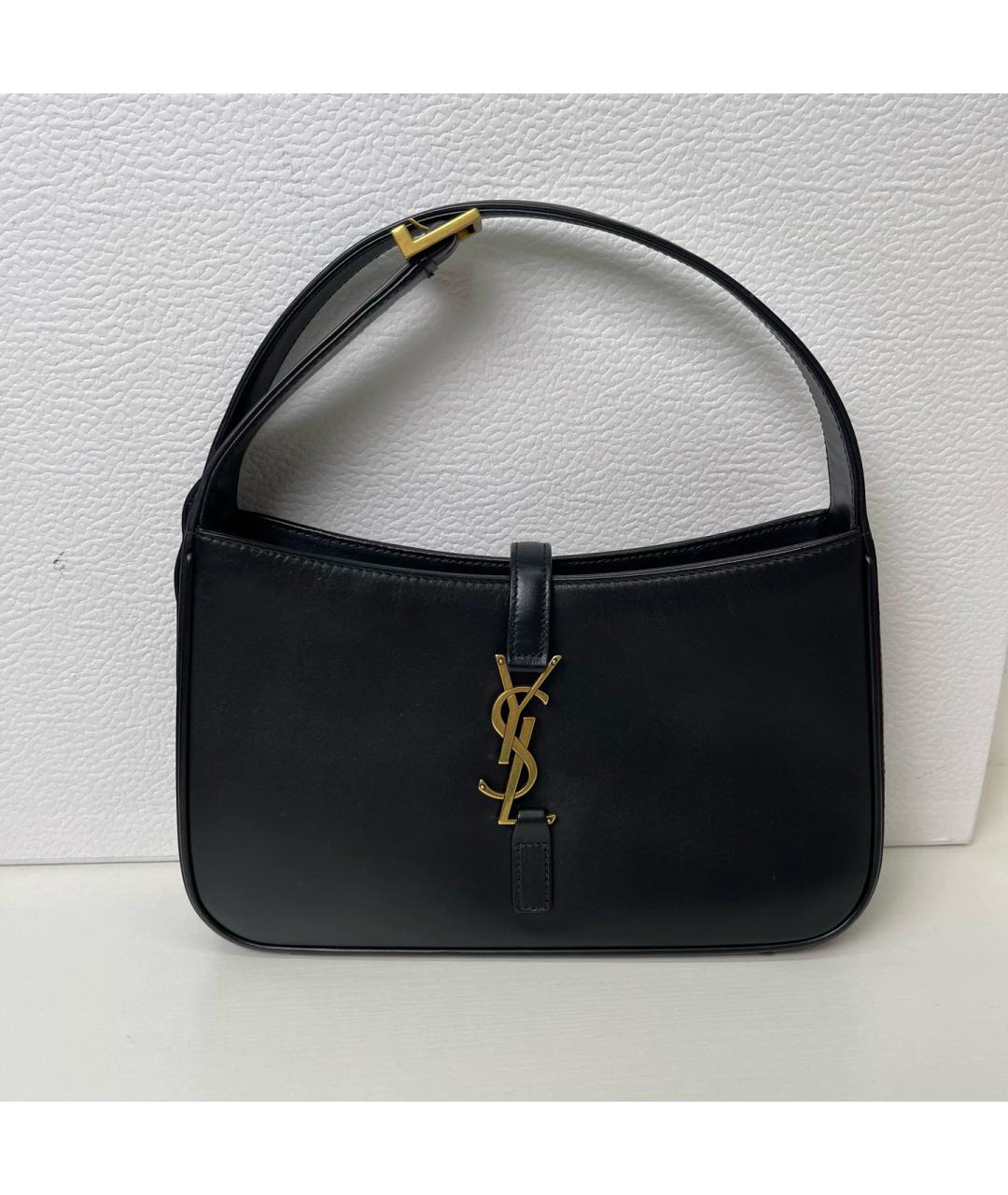 SAINT LAURENT Черная кожаная сумка с короткими ручками, фото 7