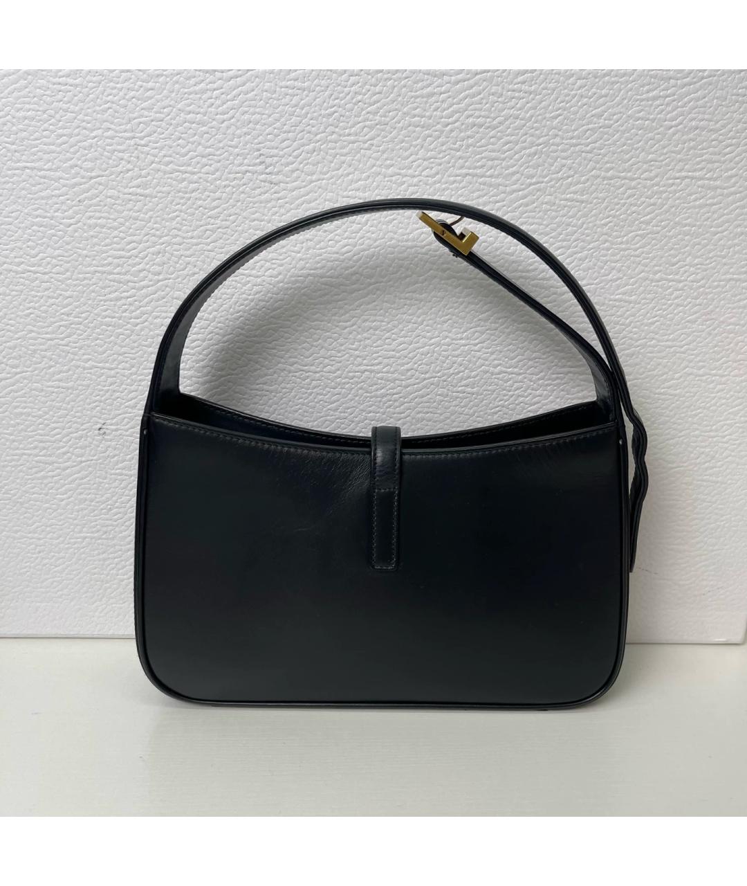 SAINT LAURENT Черная кожаная сумка с короткими ручками, фото 2