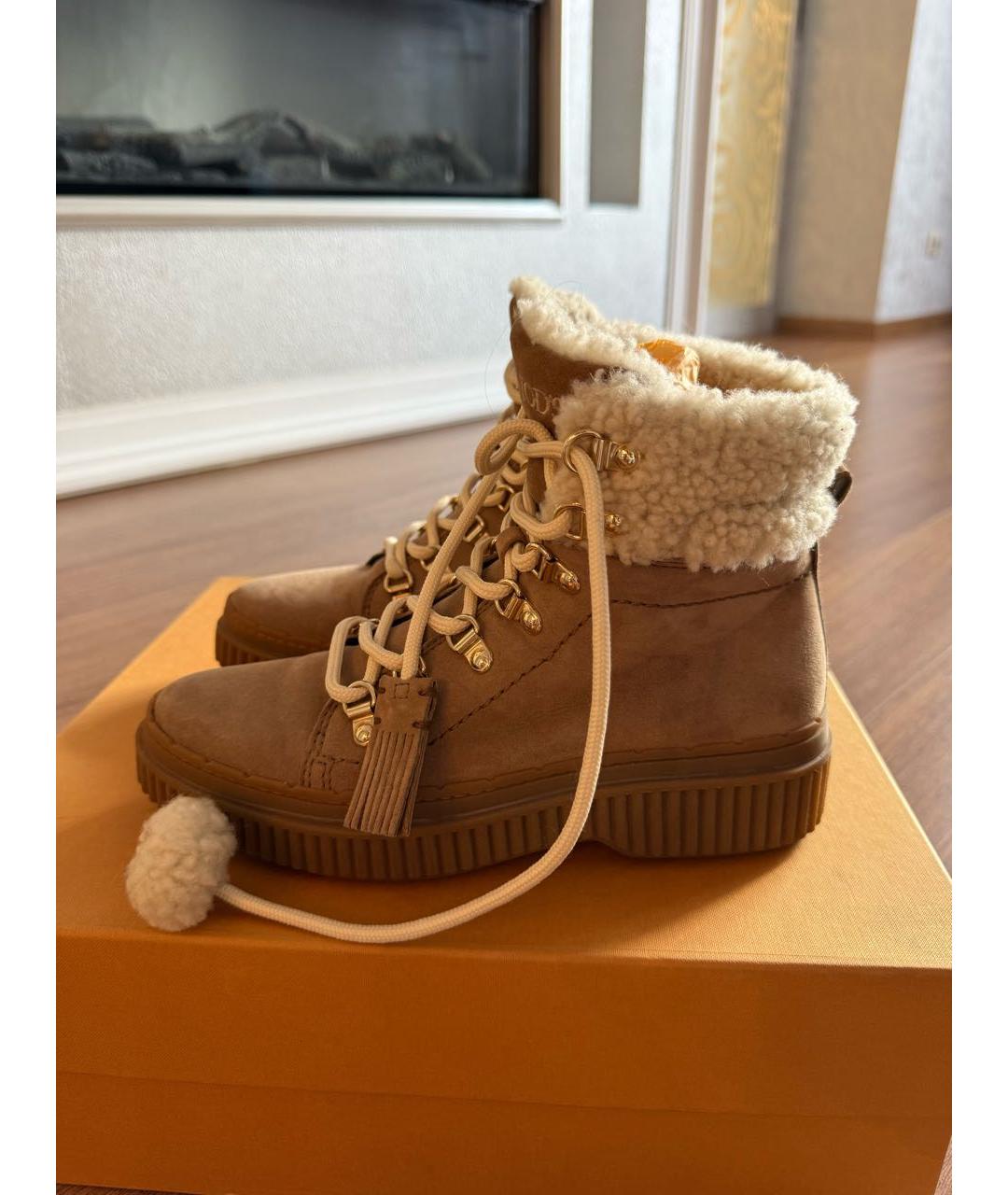 TOD'S Бежевые замшевые ботинки, фото 7