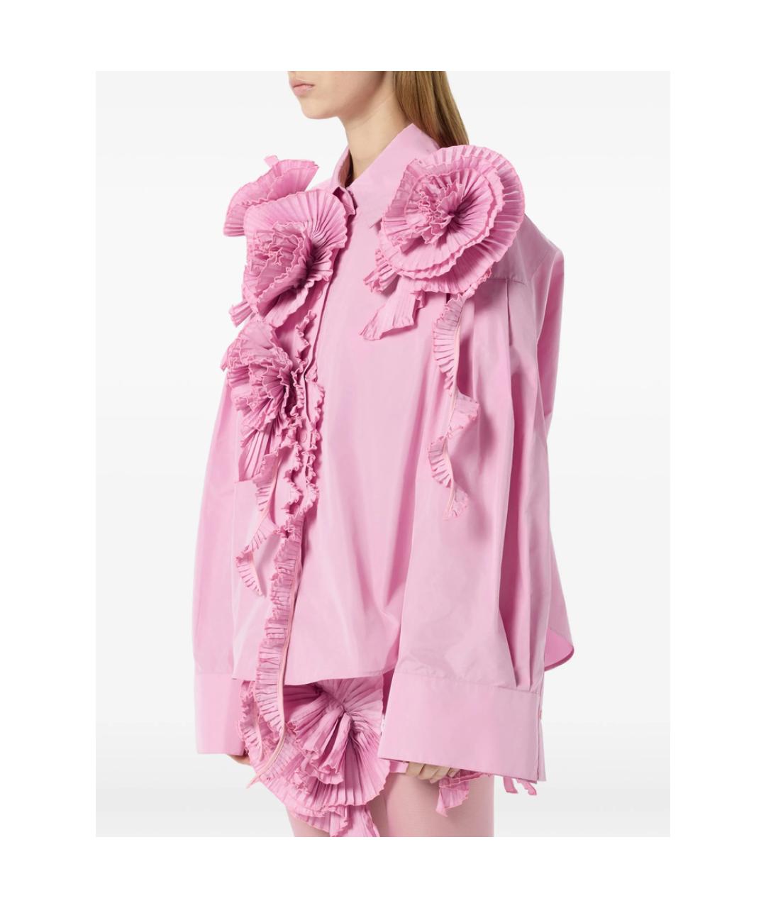 BLUMARINE Розовая полиэстеровая рубашка, фото 4