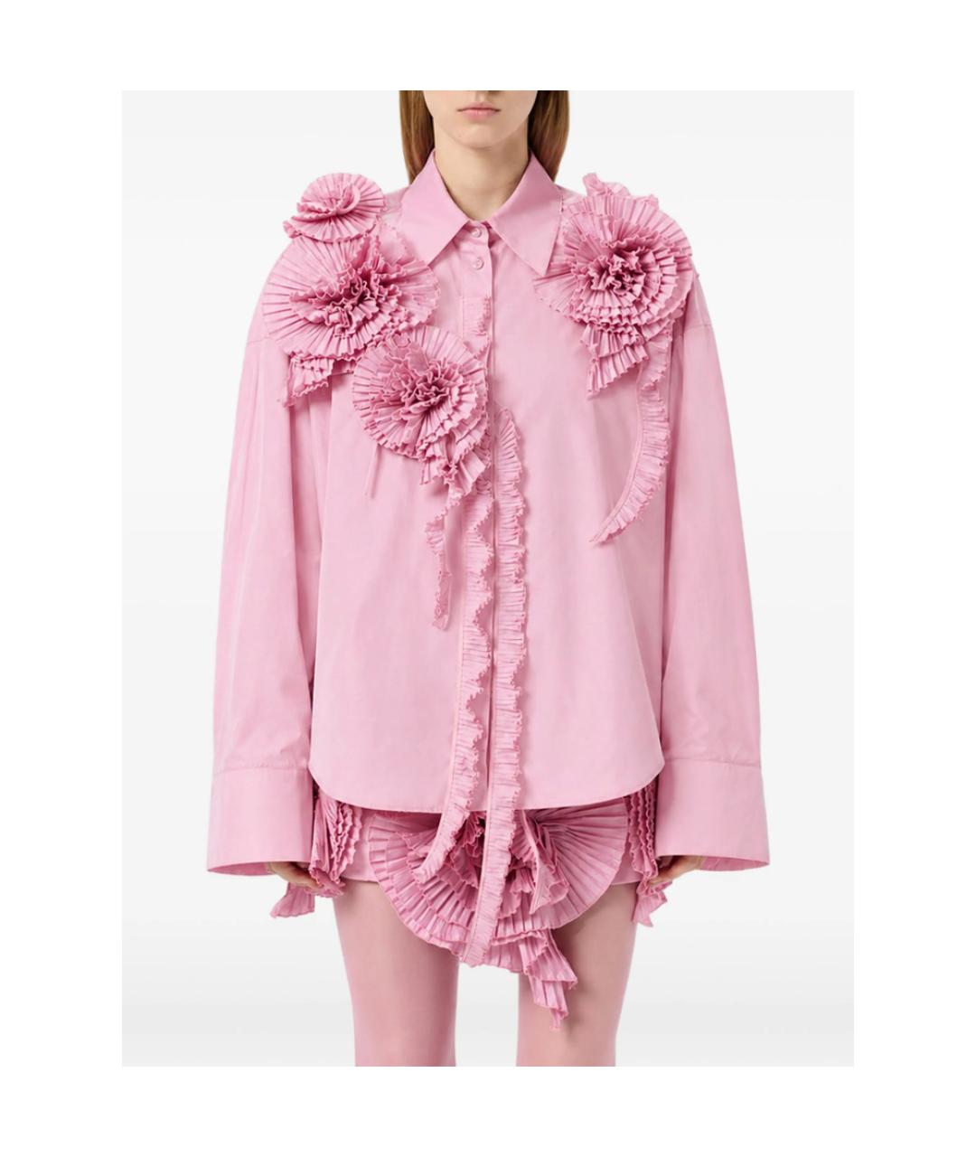 BLUMARINE Розовая полиэстеровая рубашка, фото 3