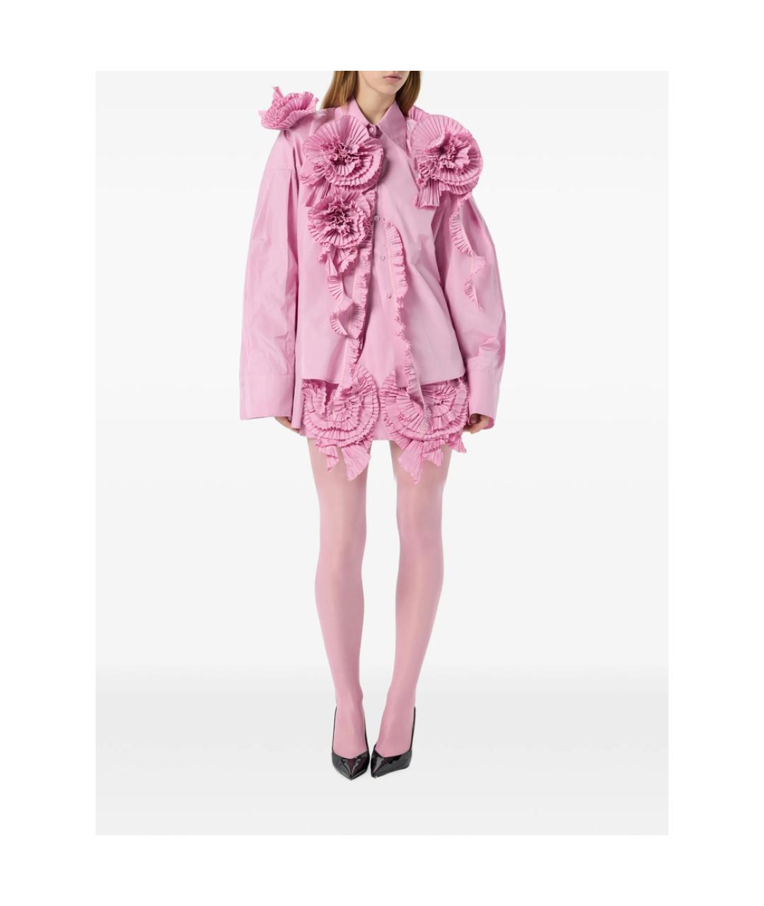 BLUMARINE Розовая полиэстеровая рубашка, фото 2