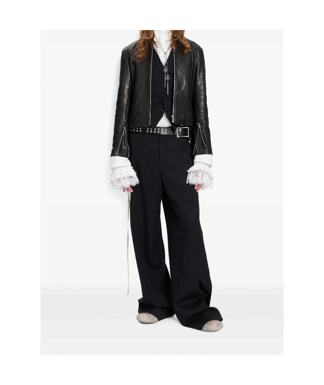 ANN DEMEULEMEESTER Черная кожаная куртка, фото 3