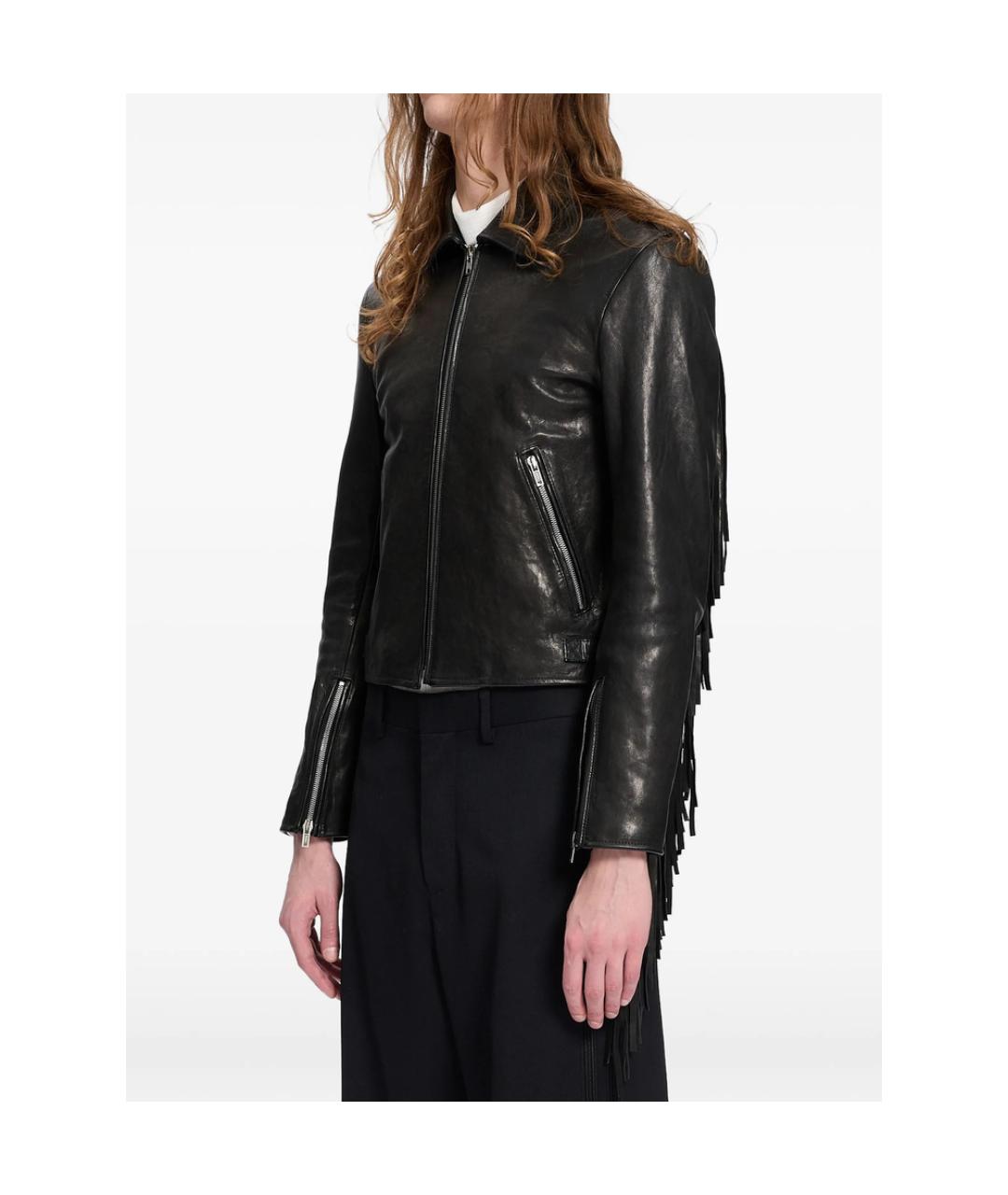 ANN DEMEULEMEESTER Черная кожаная куртка, фото 2