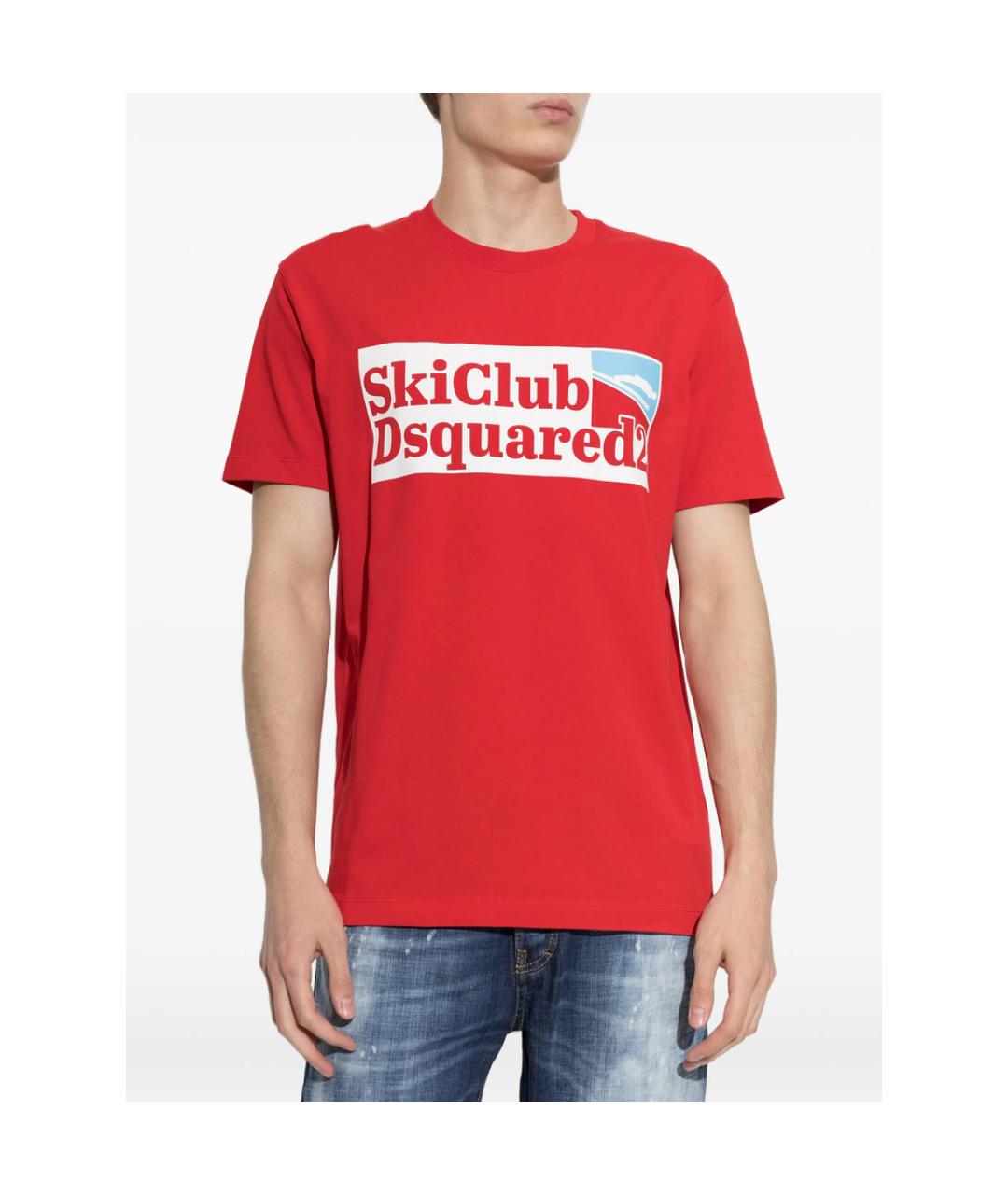 DSQUARED2 Красная хлопковая футболка, фото 2