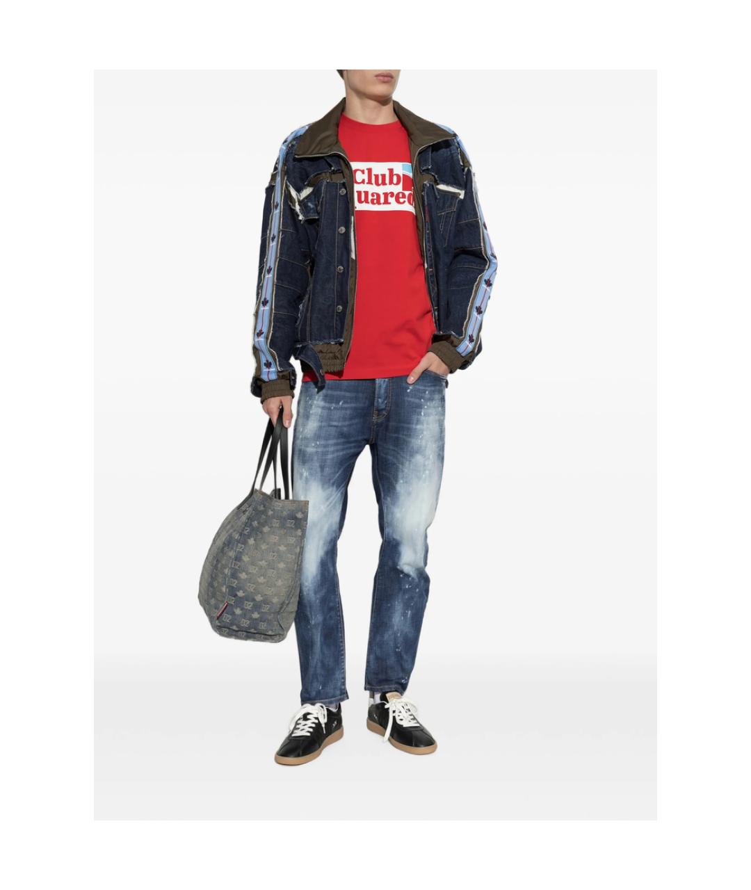 DSQUARED2 Красная хлопковая футболка, фото 3