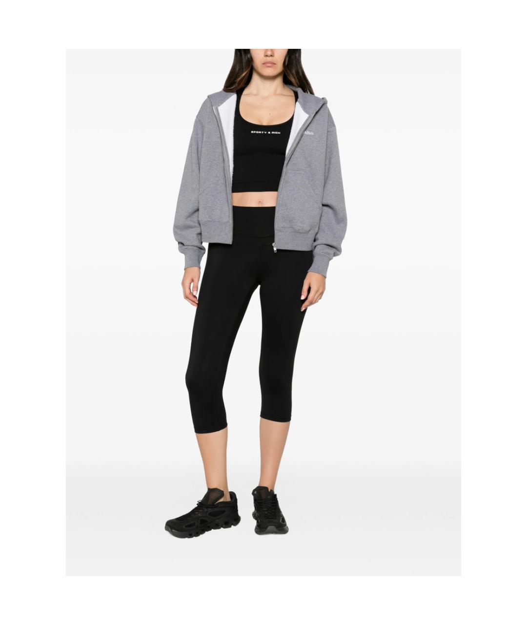 SPORTY AND RICH Черные синтетические прямые брюки, фото 3