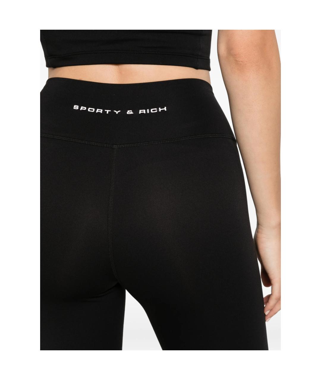 SPORTY AND RICH Черные синтетические прямые брюки, фото 2