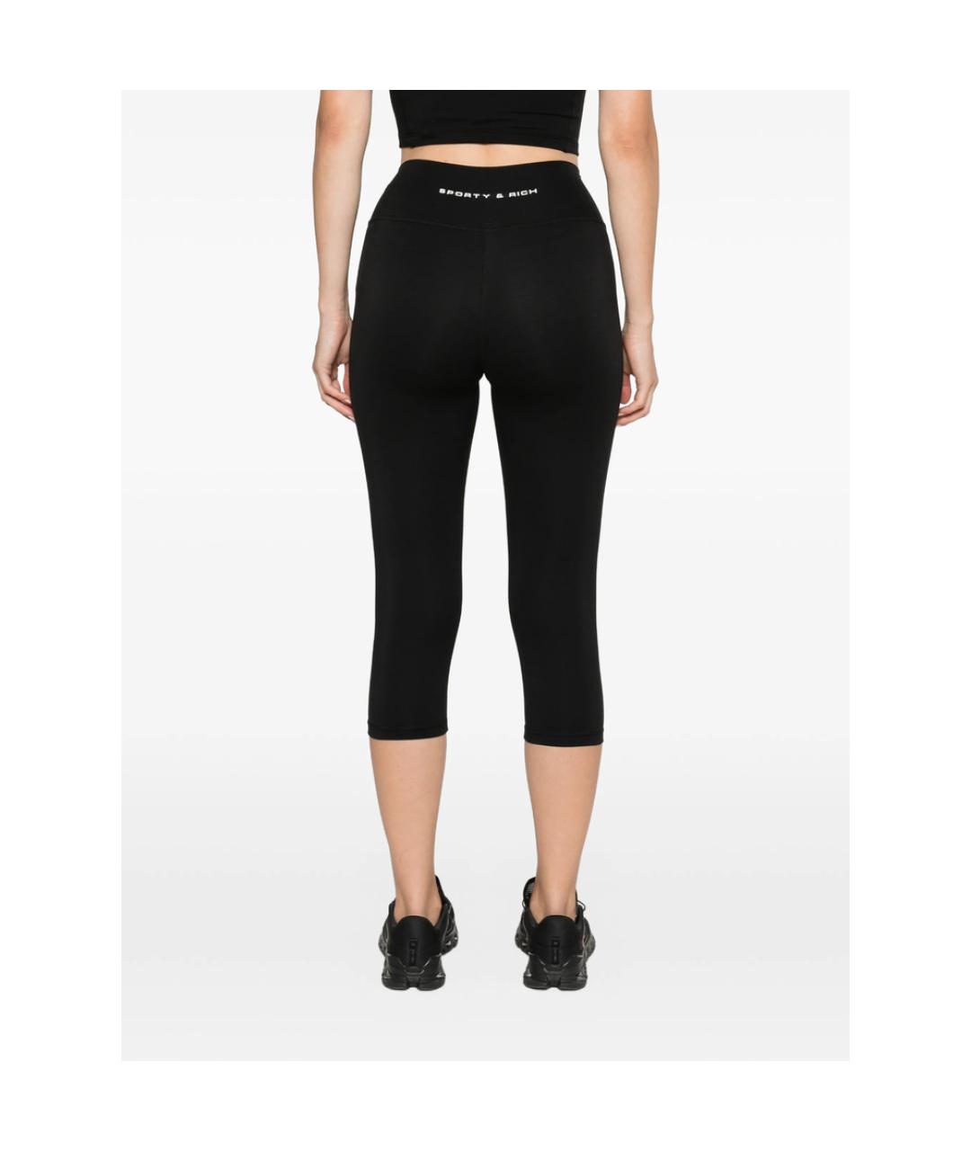SPORTY AND RICH Черные синтетические прямые брюки, фото 5