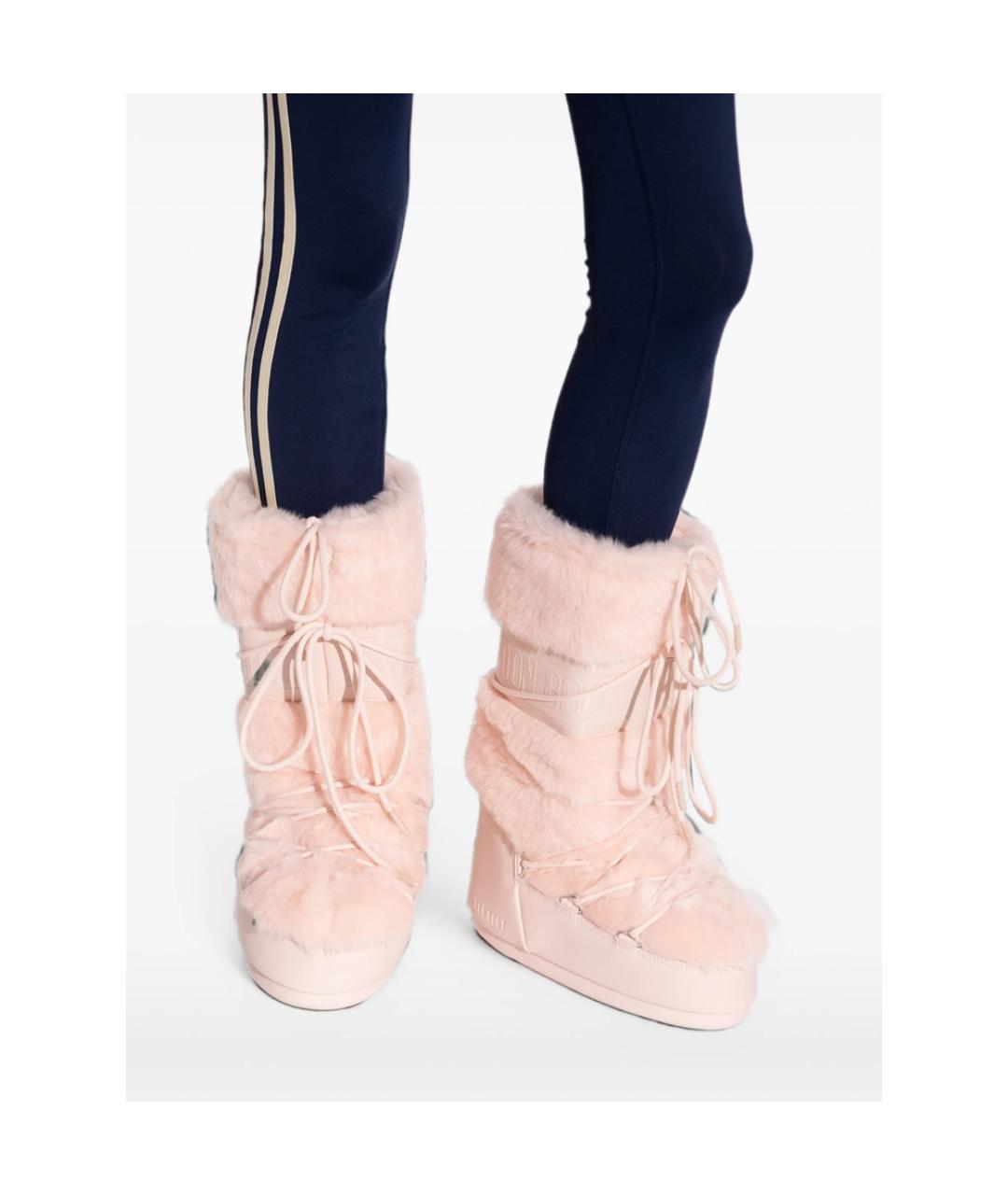 MOON BOOT Розовые синтетические сапоги, фото 2