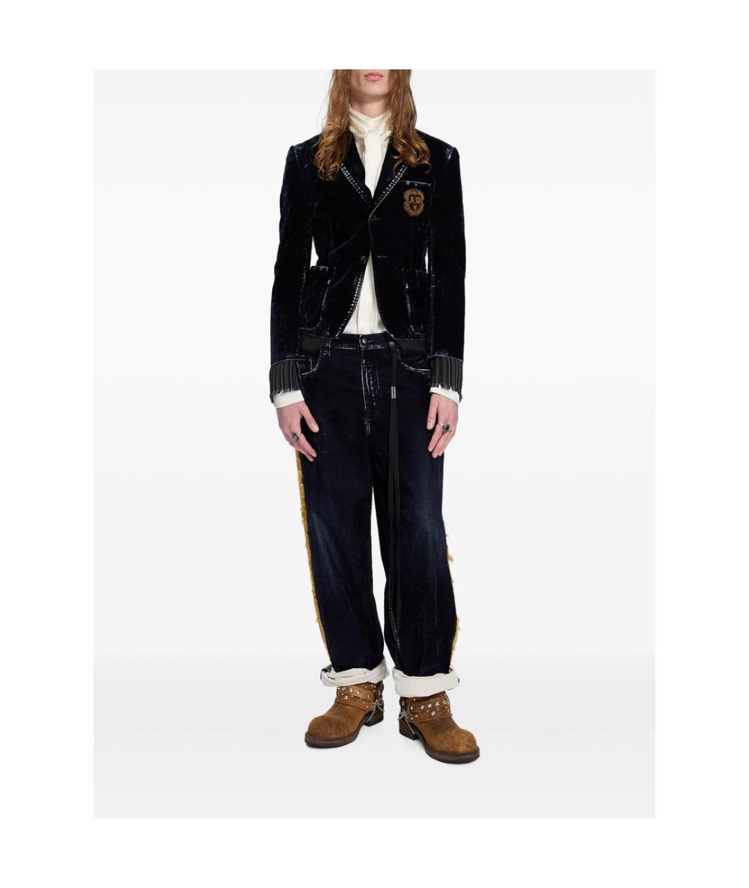 ANN DEMEULEMEESTER Синие хлопковые джинсы, фото 4