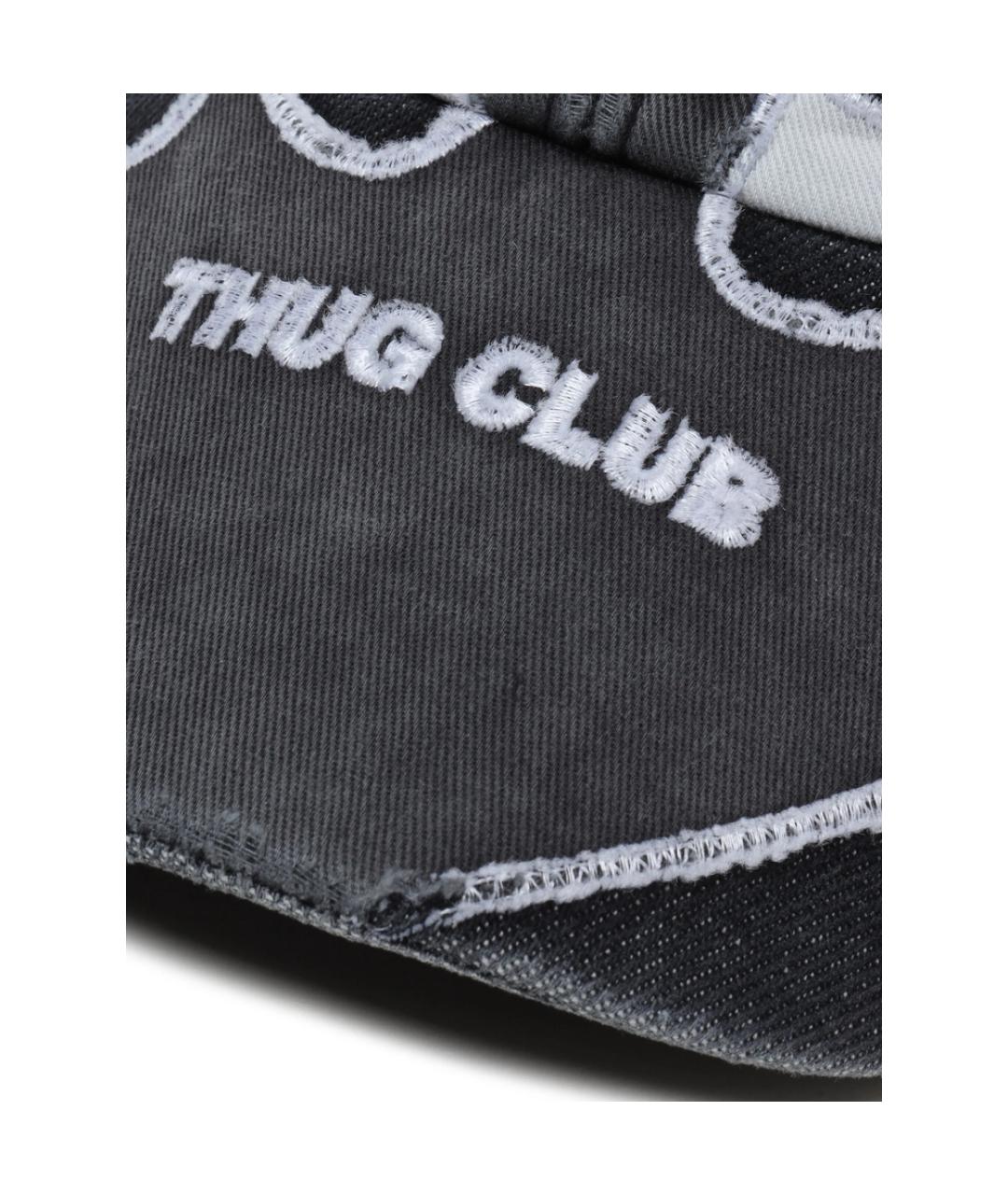 THUG CLUB Черная хлопковая кепка/бейсболка, фото 4