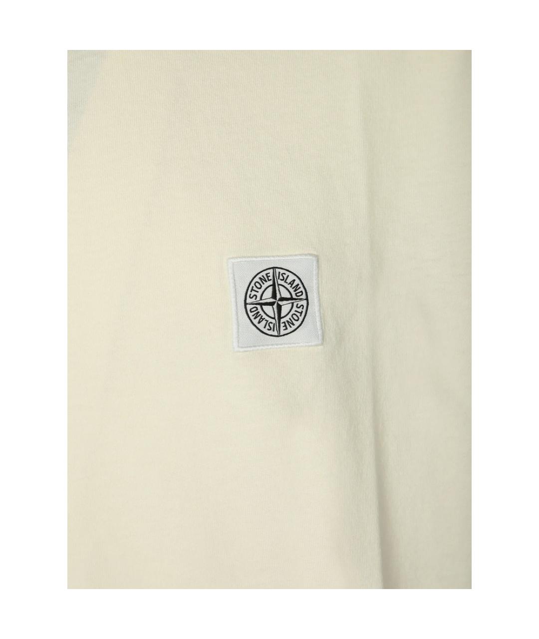 STONE ISLAND Бежевая хлопковая футболка, фото 2