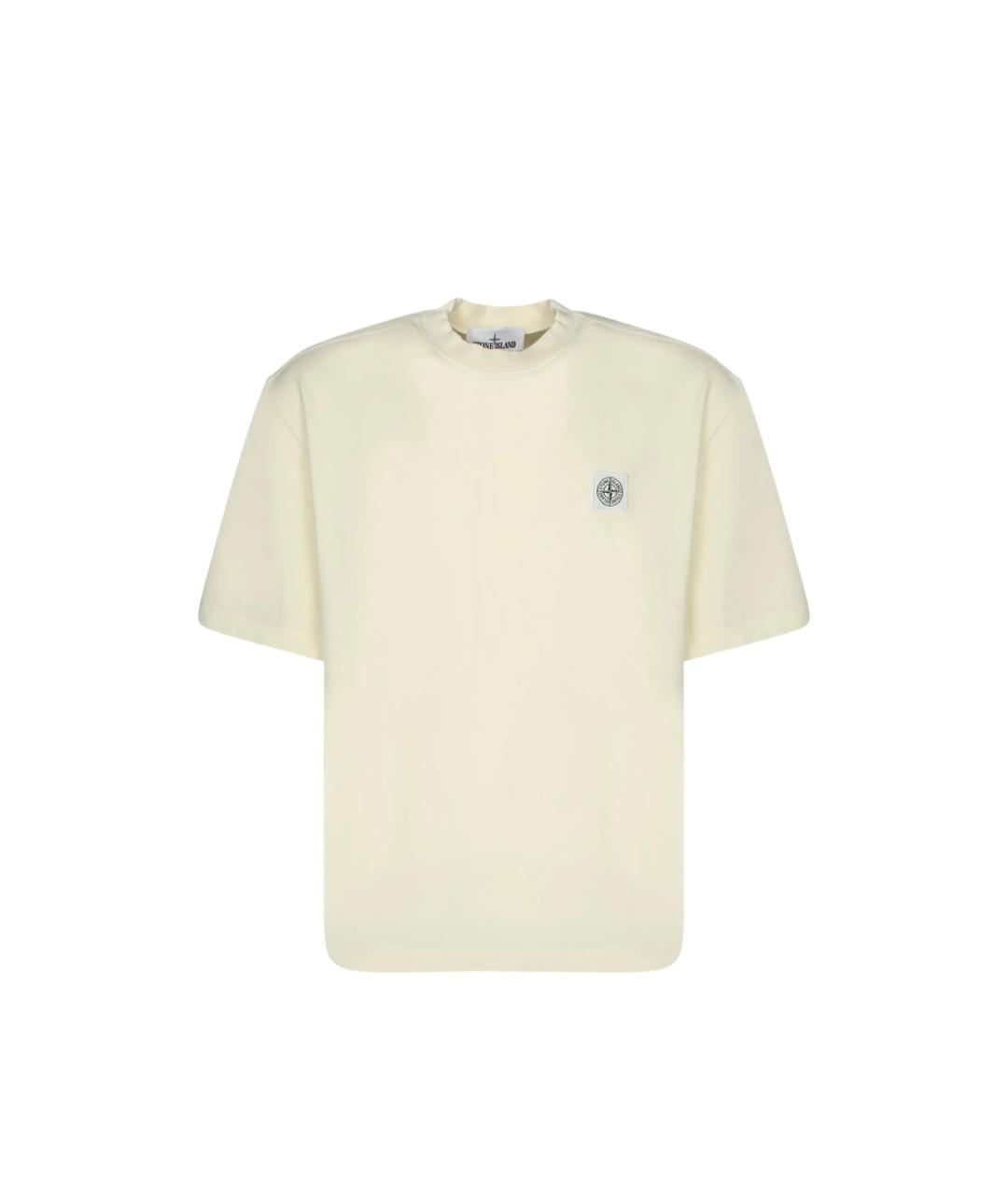 STONE ISLAND Бежевая хлопковая футболка, фото 1