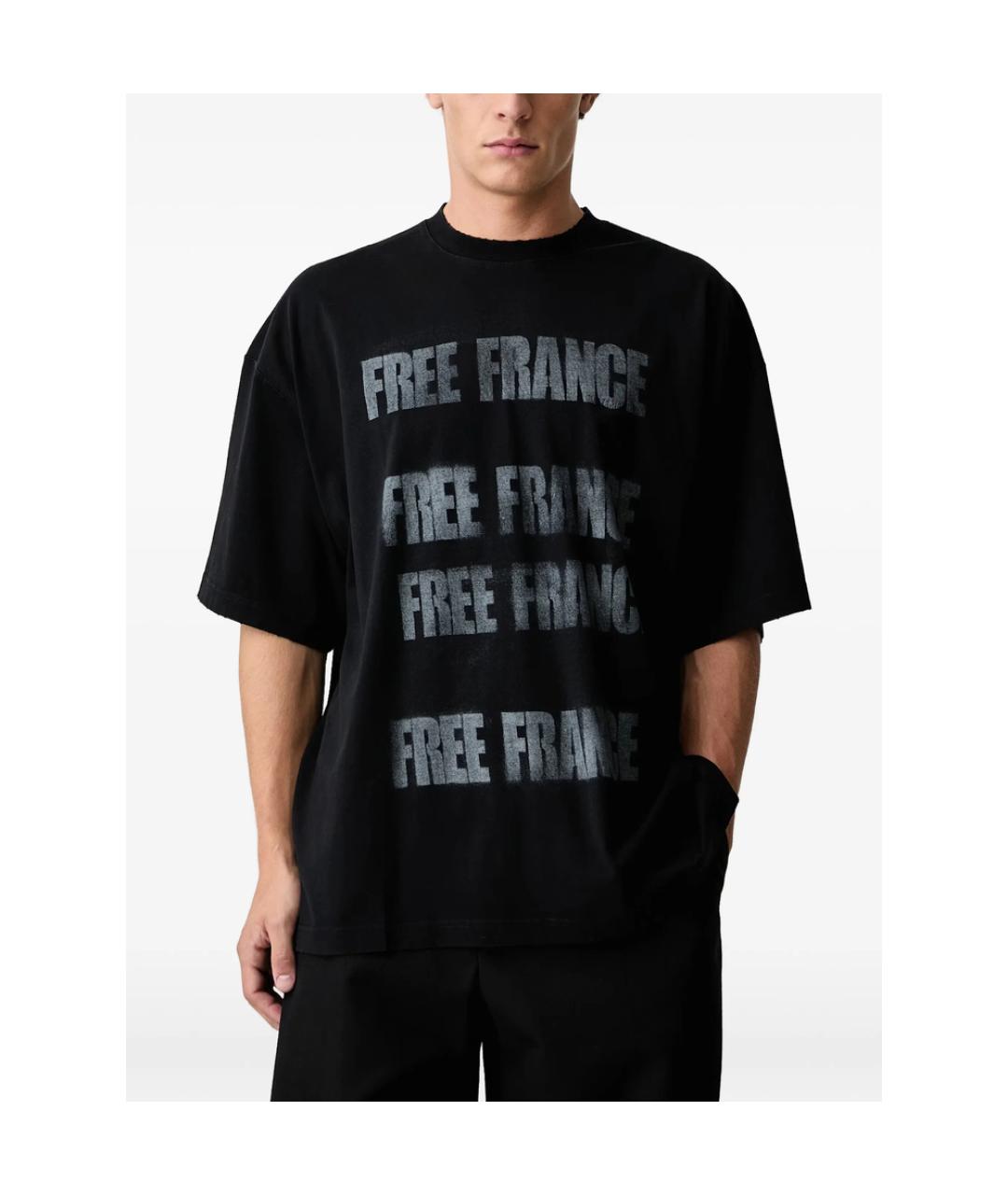 VETEMENTS Черная хлопковая футболка, фото 7