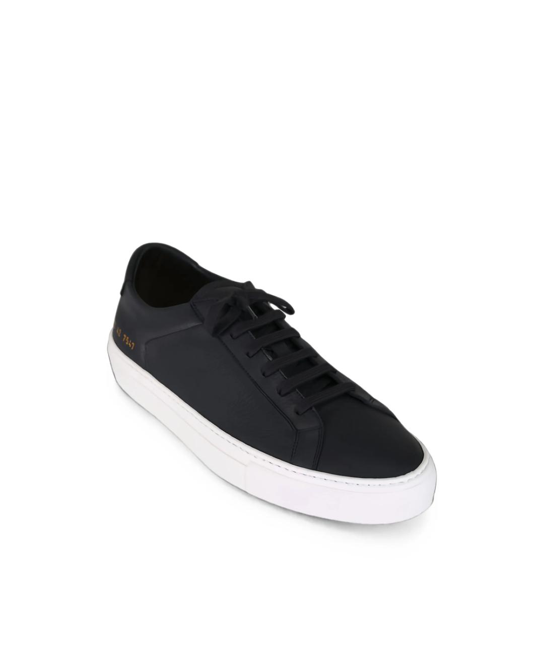 COMMON PROJECTS Черные кожаные низкие кроссовки / кеды, фото 2