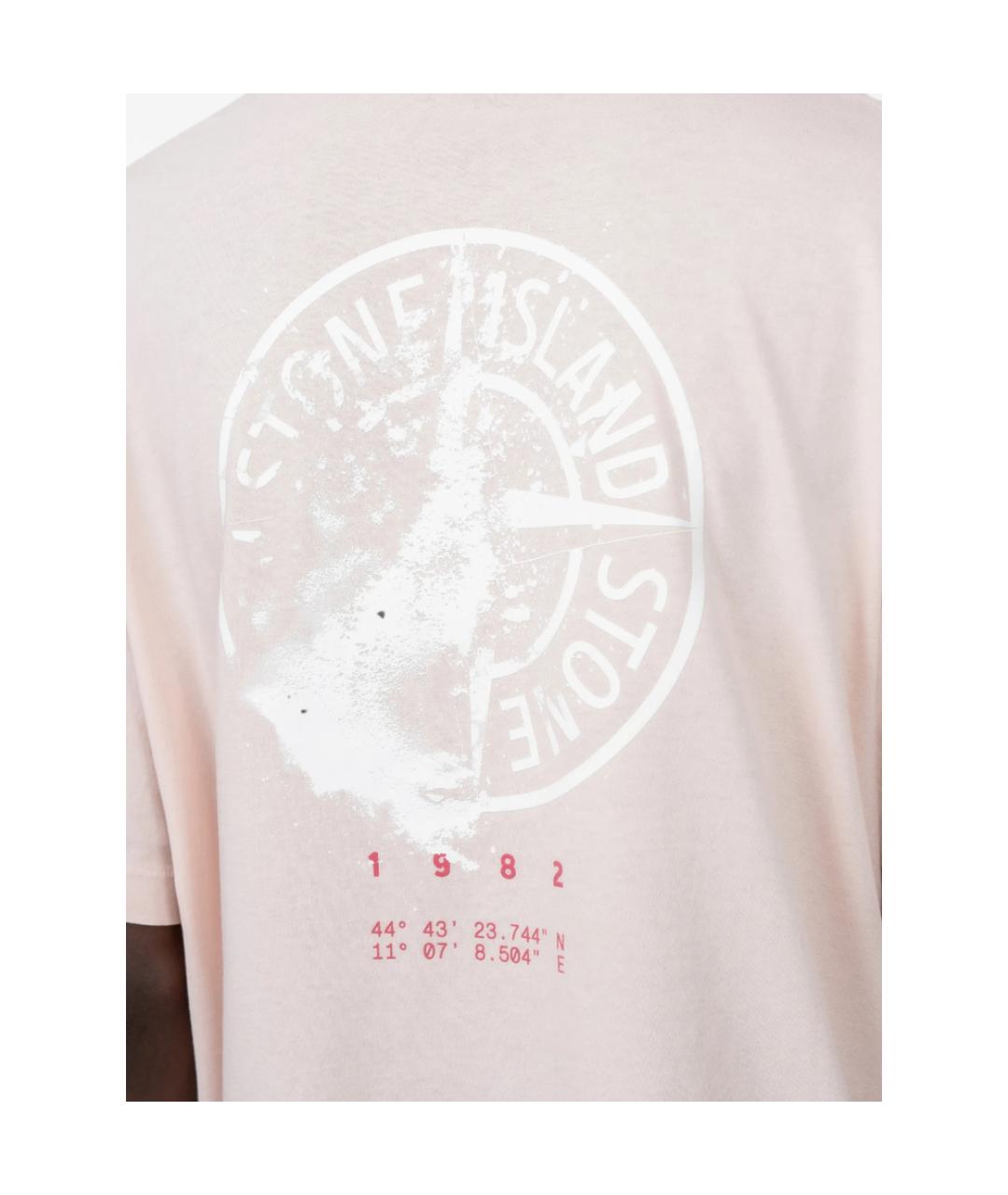 STONE ISLAND Розовая хлопковая футболка, фото 5