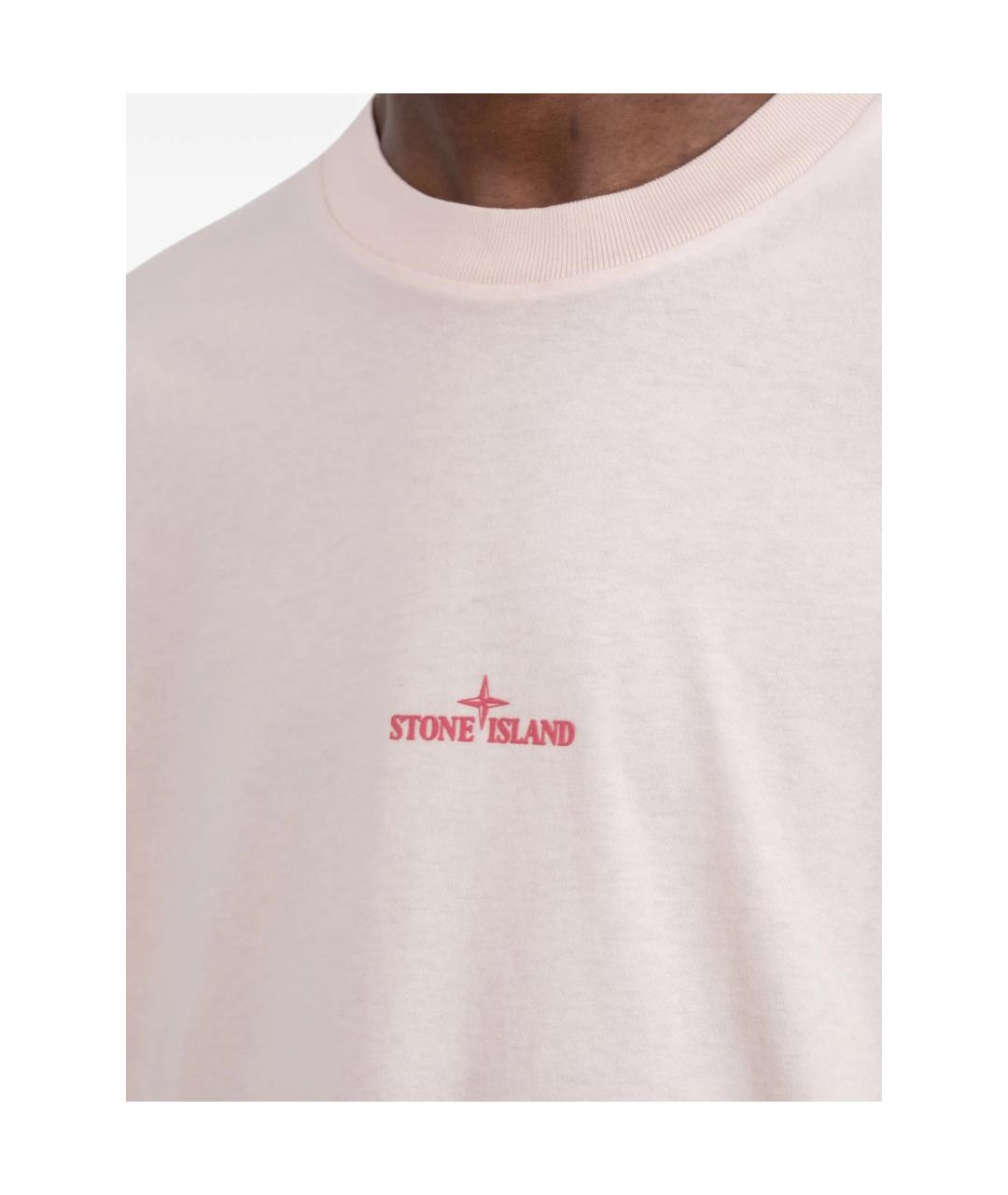 STONE ISLAND Розовая хлопковая футболка, фото 3