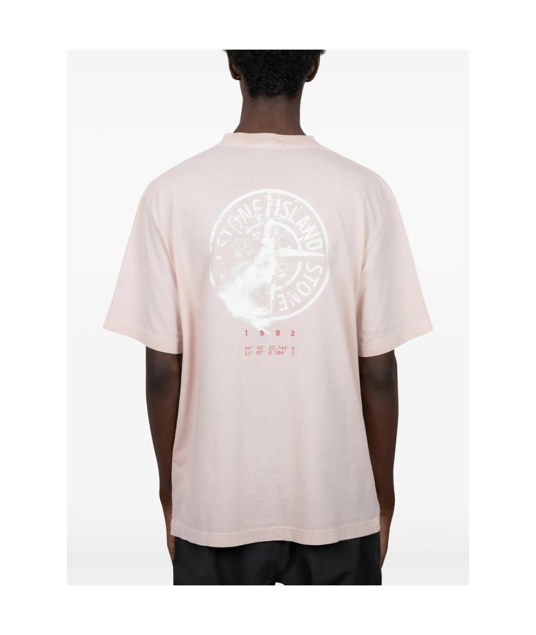 STONE ISLAND Розовая хлопковая футболка, фото 4